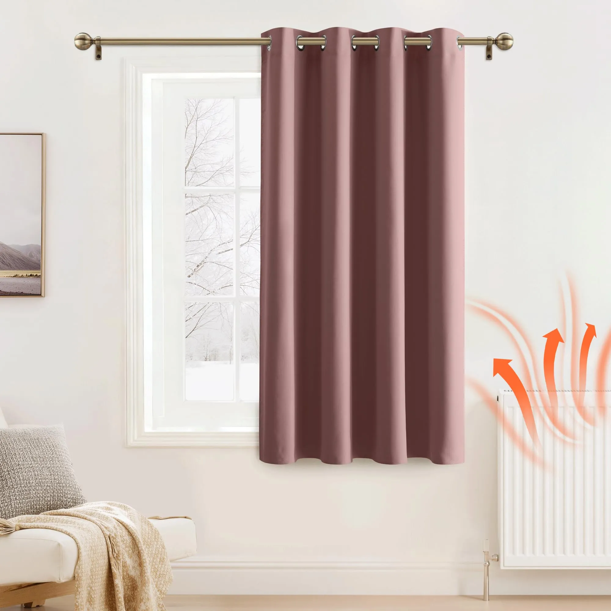 PONY DANCE Tende Corte Oscuranti Termiche Isolanti, 132 x 137 cm, Rosa Selvatica - immagine 2