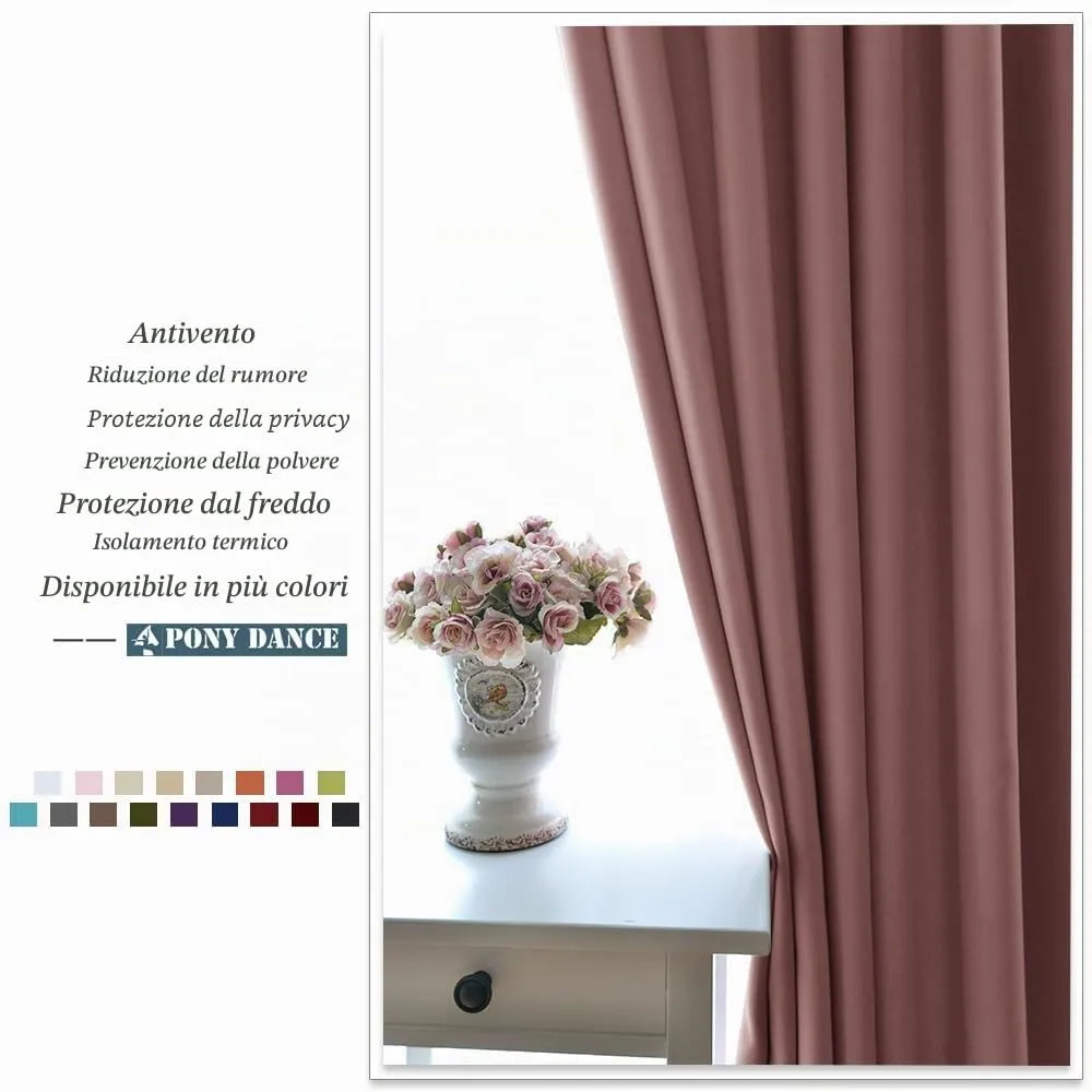 PONY DANCE Tende Corte Oscuranti Termiche Isolanti, 132 x 137 cm, Rosa Selvatica - immagine 8