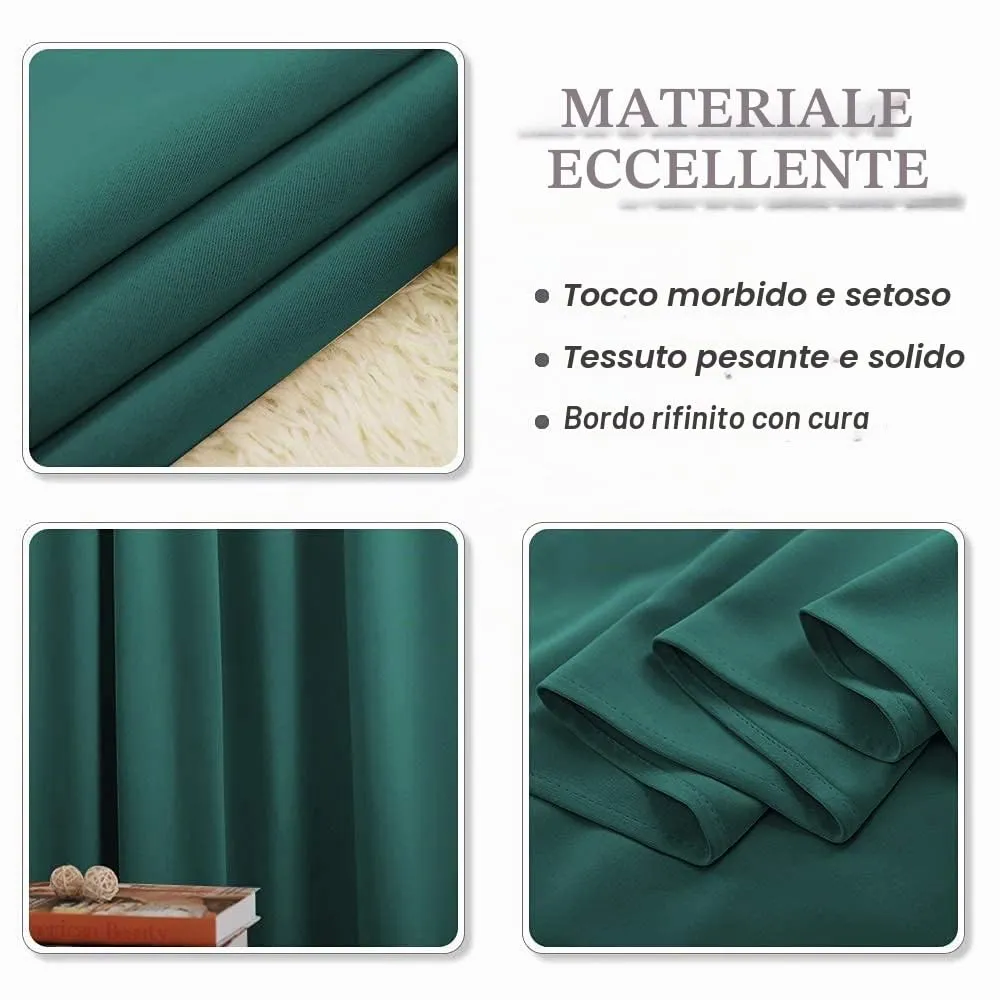 PONY DANCE Tende Oscuranti Termiche Isolanti, 140 x 180 cm, 1 Pannello, Verde Scuro - immagine 7