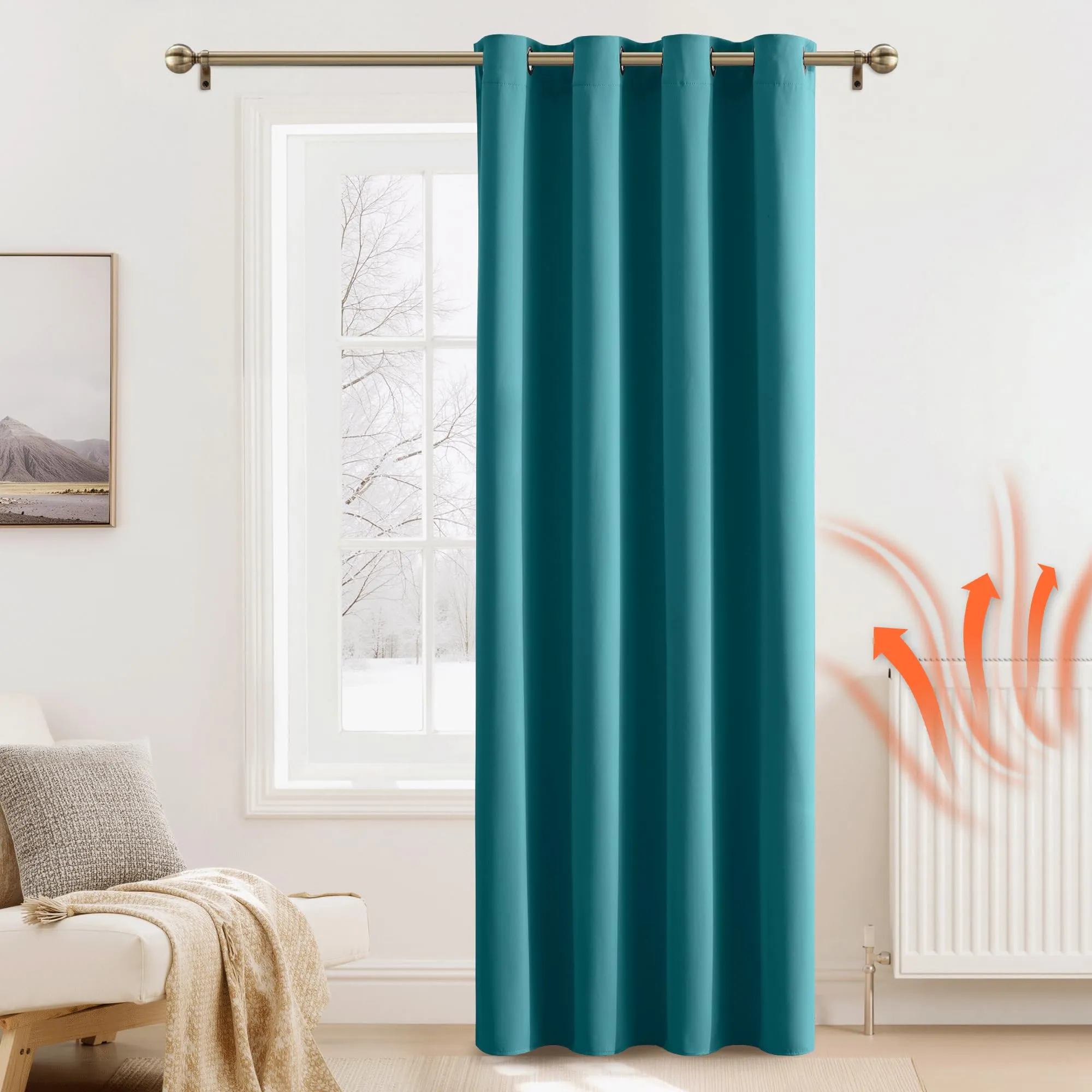 PONY DANCE Tende Oscuranti Termiche Isolanti, 132L x 210A cm, Blu Pavone - immagine 2