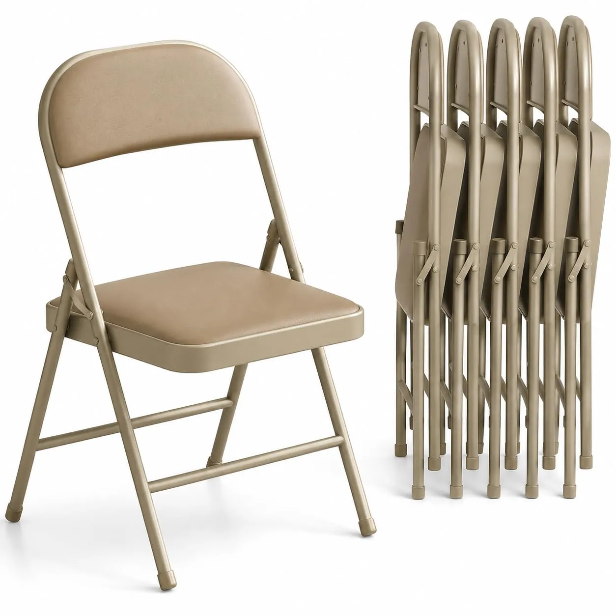 Asdsed Set di 6 Sedie Pieghevoli Imbottite, Portata 160 kg, Cachi - immagine 1