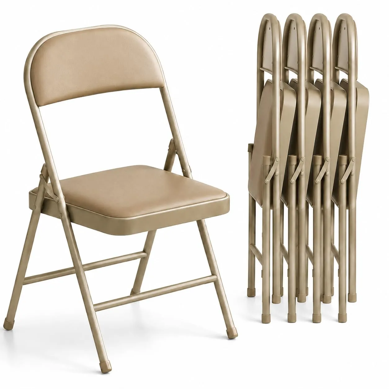 Asdsed Set di 4 Sedie Pieghevoli Imbottite, Portata 160 kg, Cachi - immagine 1