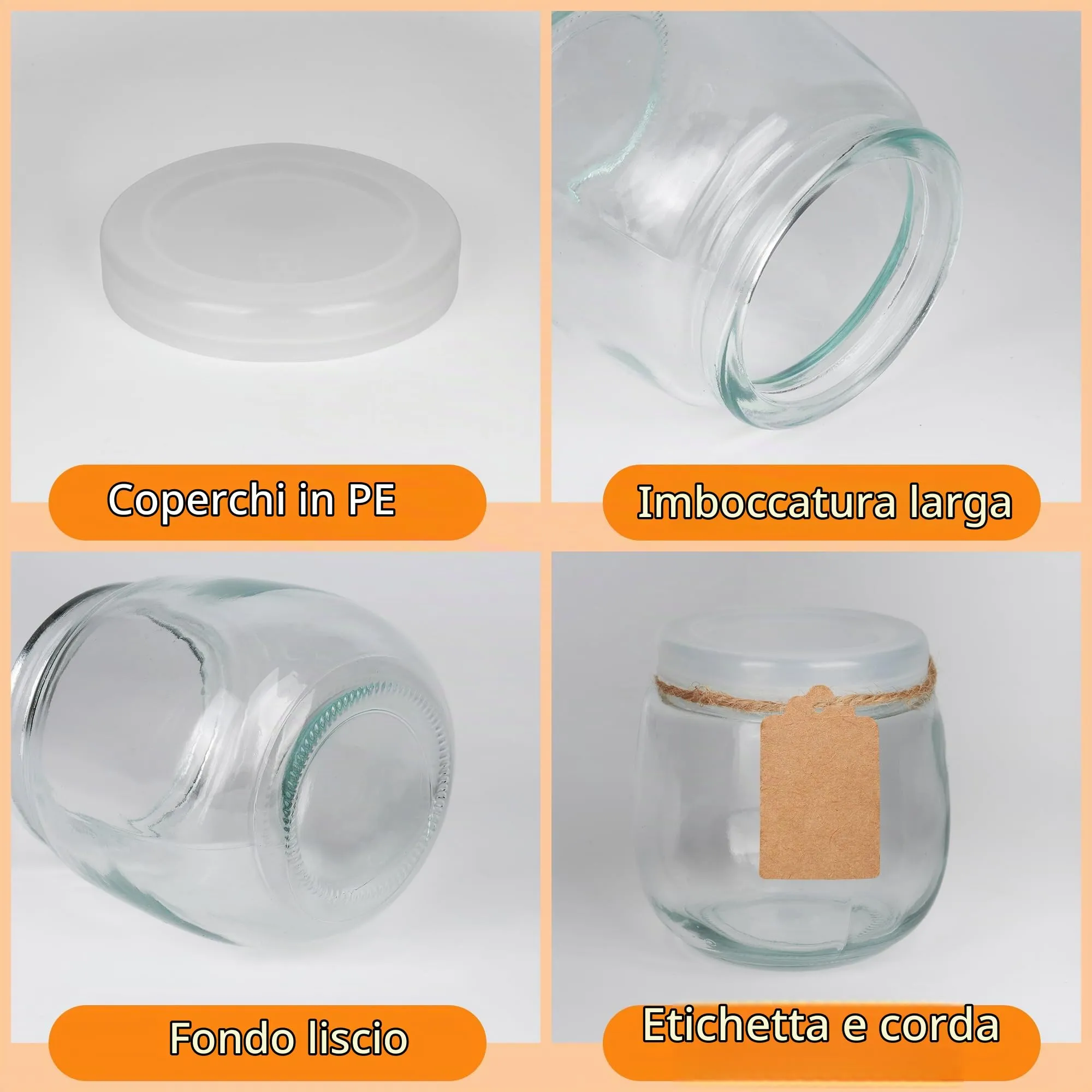 Hbazzor Vasetti per Yogurt in Vetro con Coperchio, 200 ml, 30 Pezzi - immagine 6