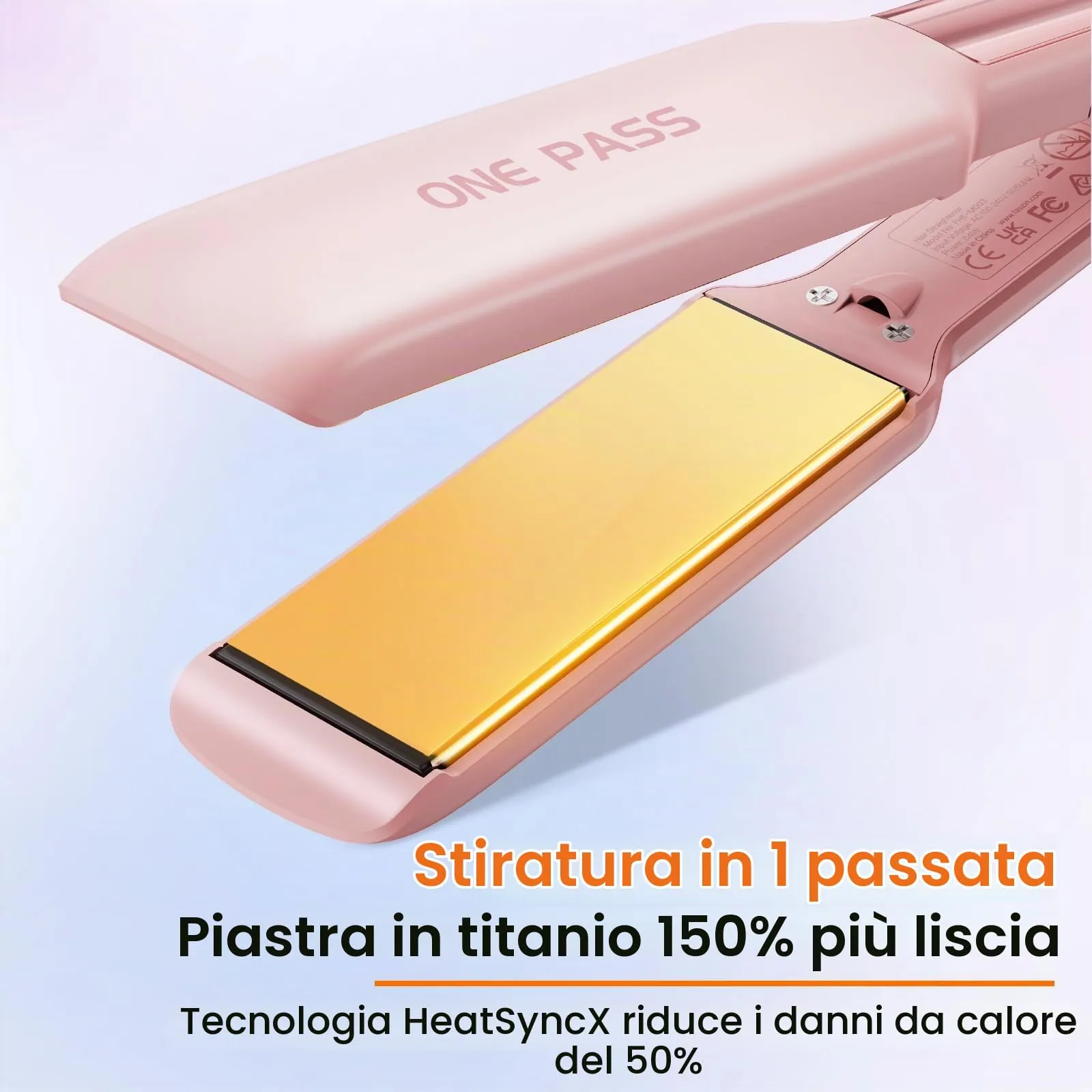 Faszin Piastra per Capelli Professionale in Titanio 42mm, Magenta - immagine 2