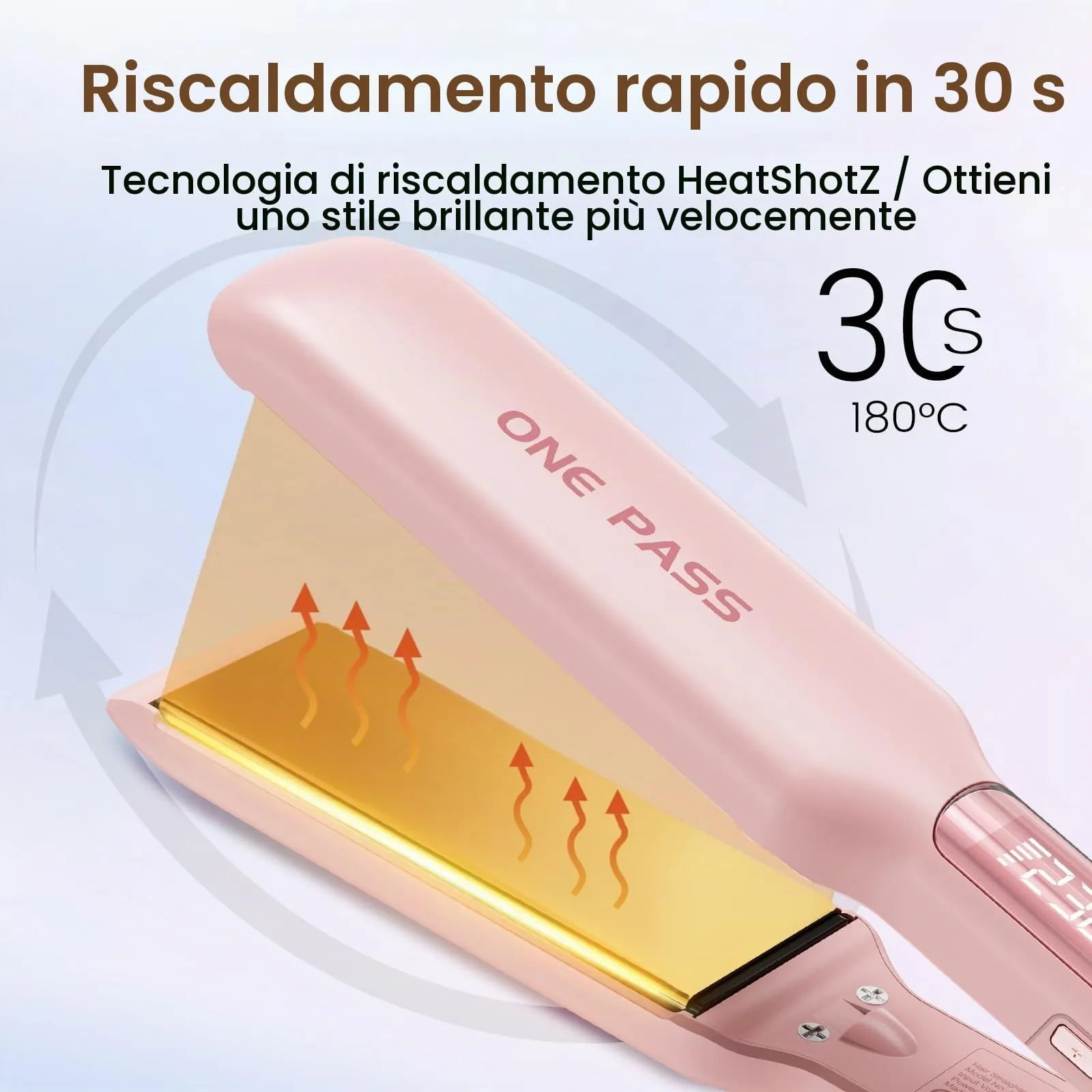Faszin Piastra per Capelli Professionale in Titanio 42mm, Magenta - immagine 3