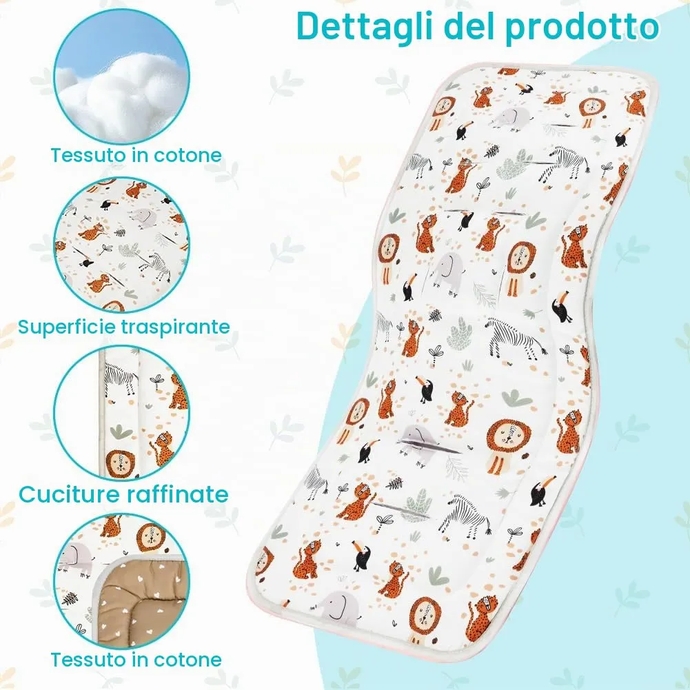 AOGOE Copriseduta Passeggino Universale in Cotone, Cuscino Riduttore Traspirante e Reversibile con Bavaglie per Neonati - immagine 3