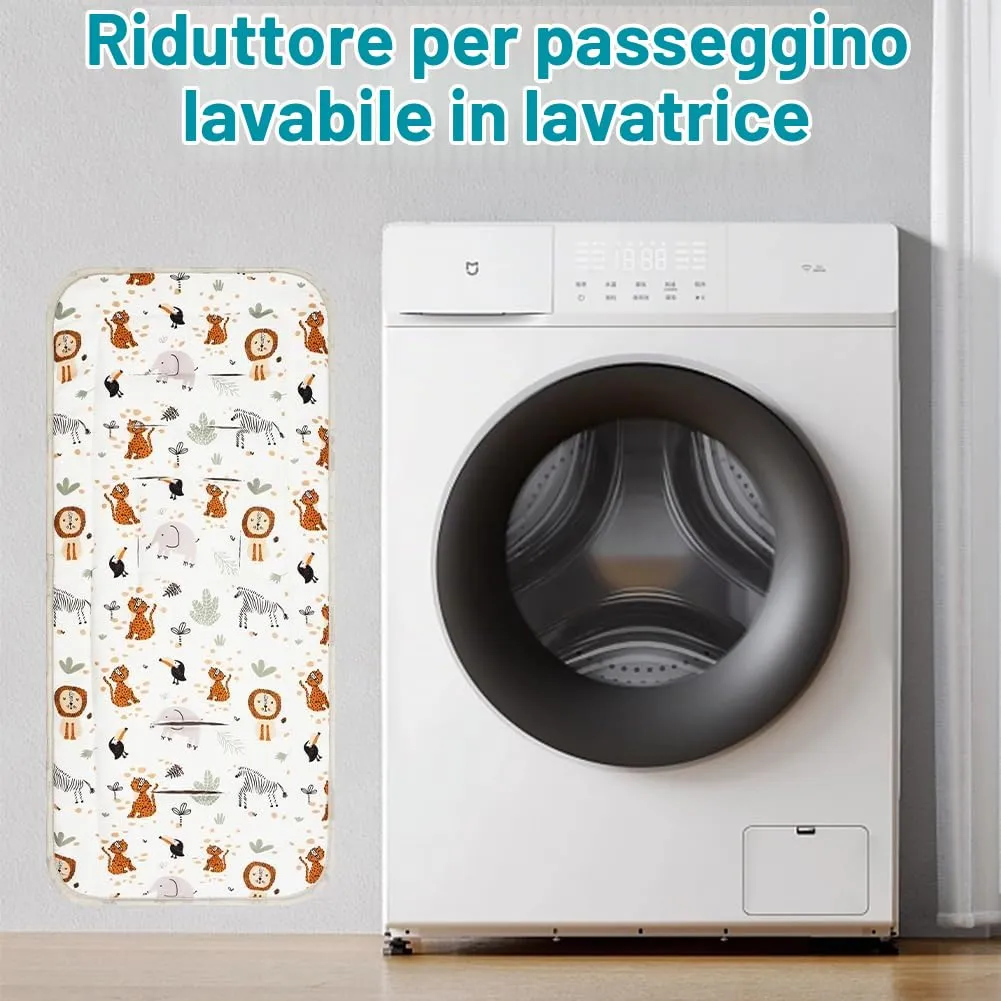 AOGOE Copriseduta Passeggino Universale in Cotone, Cuscino Riduttore Traspirante e Reversibile con Bavaglie per Neonati - immagine 5