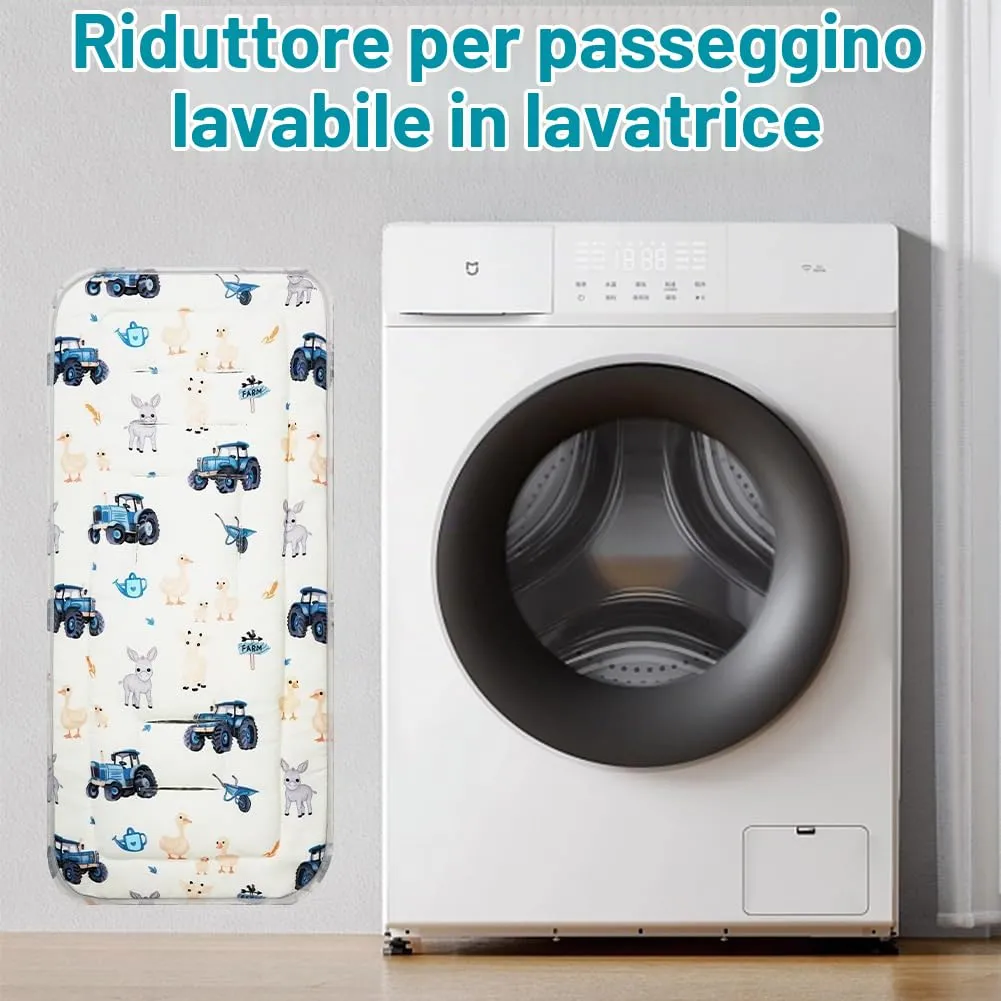 AOGOE Copriseduta Passeggino Universale in Cotone con Materassino, Bavaglie e Cuscino Riduttore Reversibile Traspirante - immagine 5
