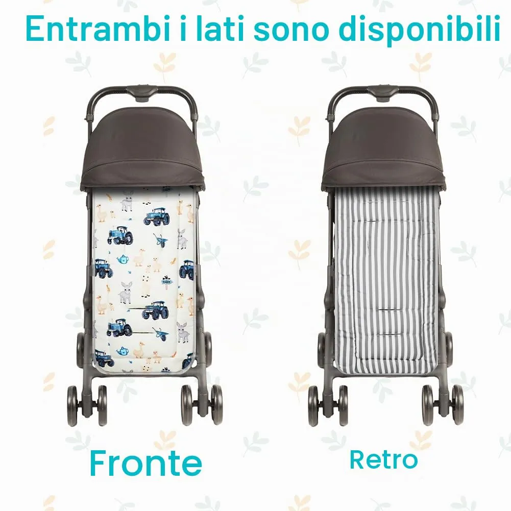 AOGOE Copriseduta Passeggino Universale in Cotone con Materassino, Bavaglie e Cuscino Riduttore Reversibile Traspirante - immagine 6