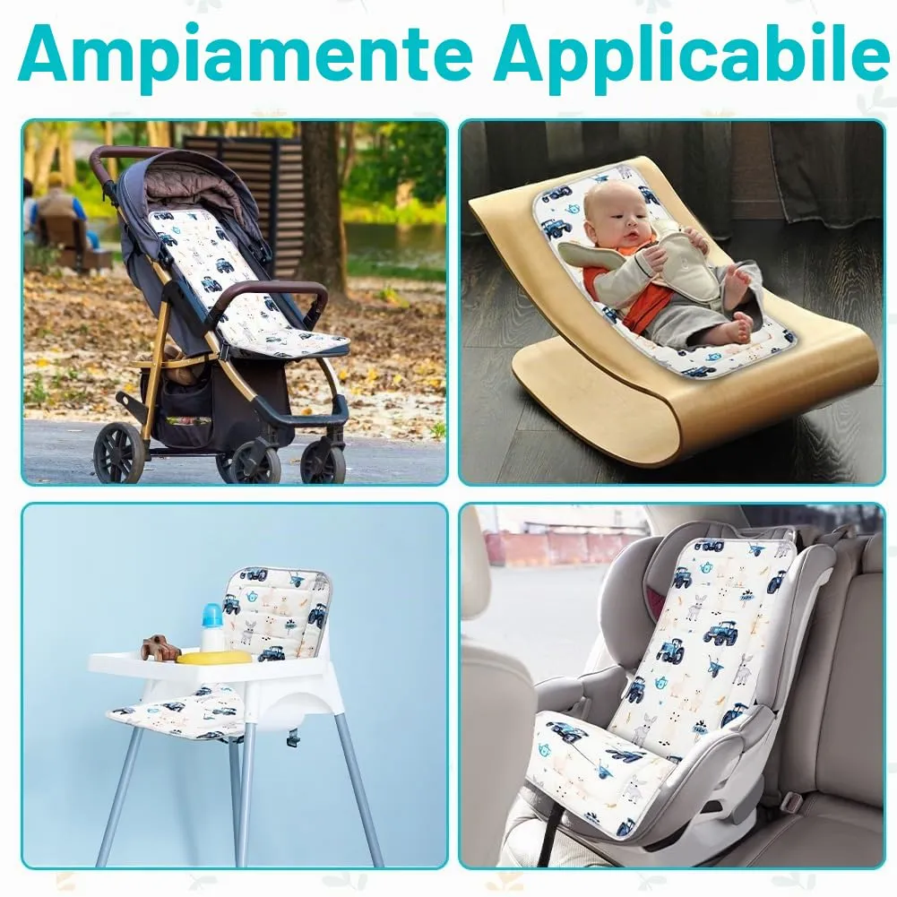 AOGOE Copriseduta Passeggino Universale in Cotone con Materassino, Bavaglie e Cuscino Riduttore Reversibile Traspirante - immagine 7