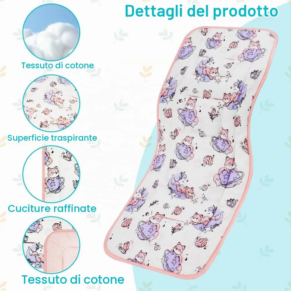 AOGOE Copriseduta Passeggino Universale in Cotone, Cuscino Riduttore Traspirante e Reversibile con Bavaglie per Neonati - immagine 3