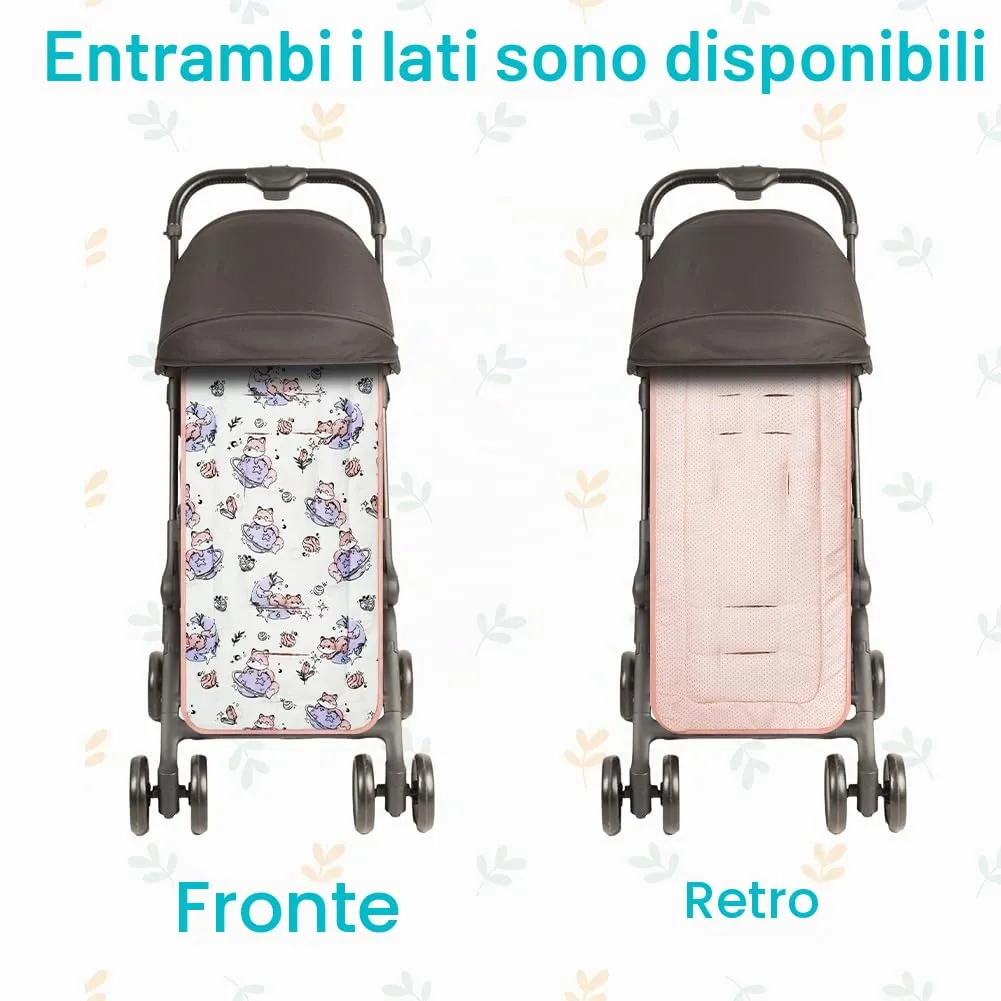 AOGOE Copriseduta Passeggino Universale in Cotone, Cuscino Riduttore Traspirante e Reversibile con Bavaglie per Neonati - immagine 6
