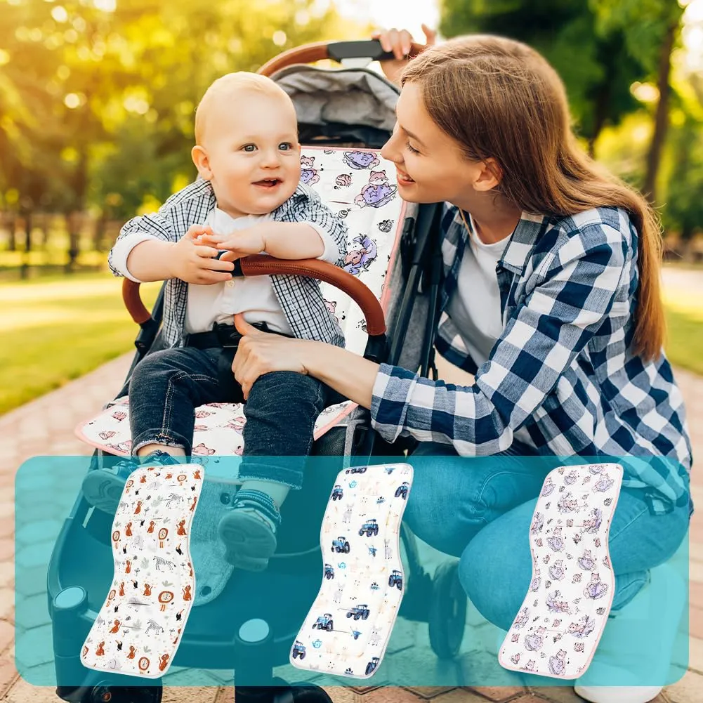 AOGOE Copriseduta Passeggino Universale in Cotone, Cuscino Riduttore Traspirante e Reversibile con Bavaglie per Neonati - immagine 9