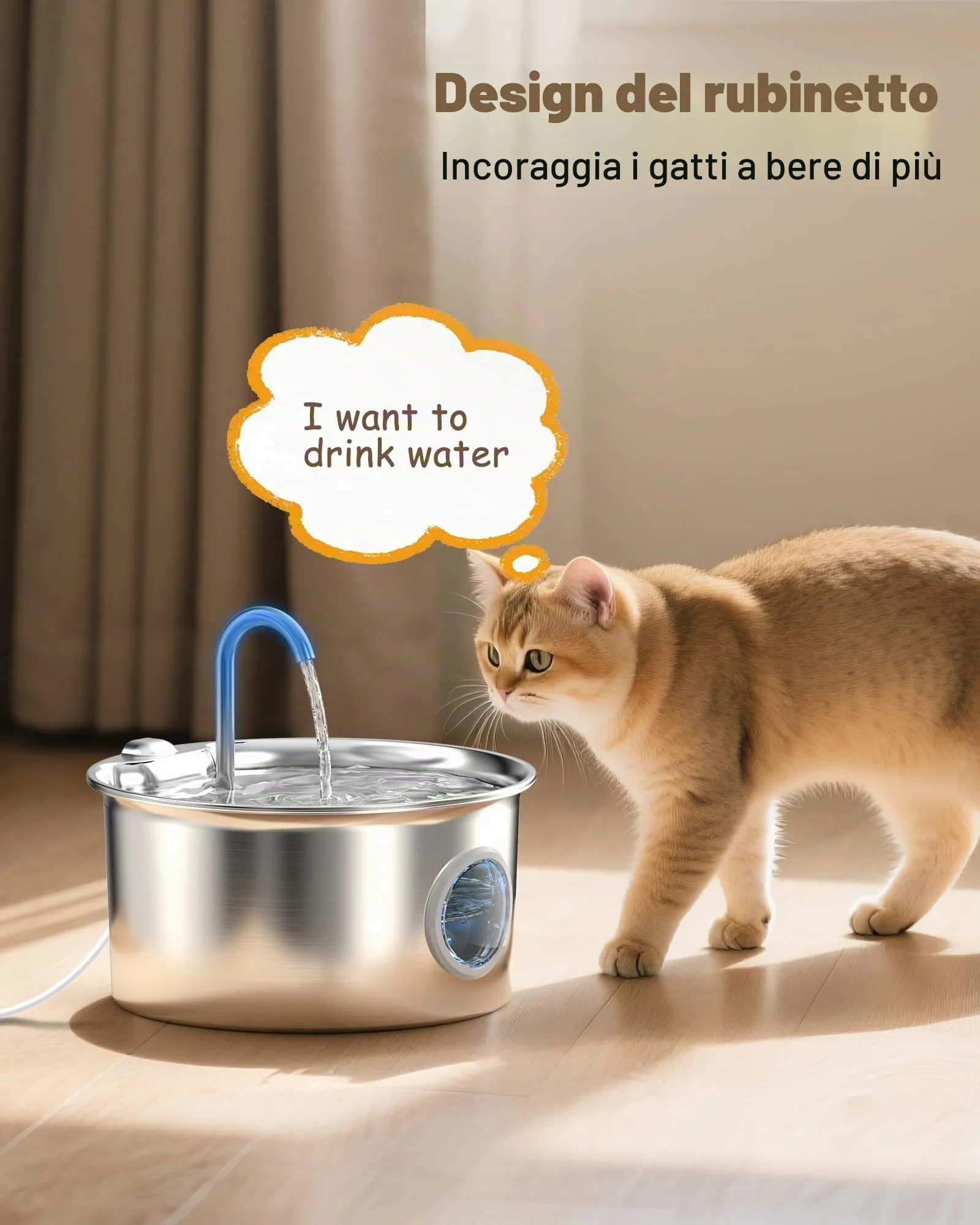 ATMZIQXR Fontanella per Gatti in Acciaio Inox 2.6L S18-PLUS con 8 Filtri e 8 Spugne - immagine 5