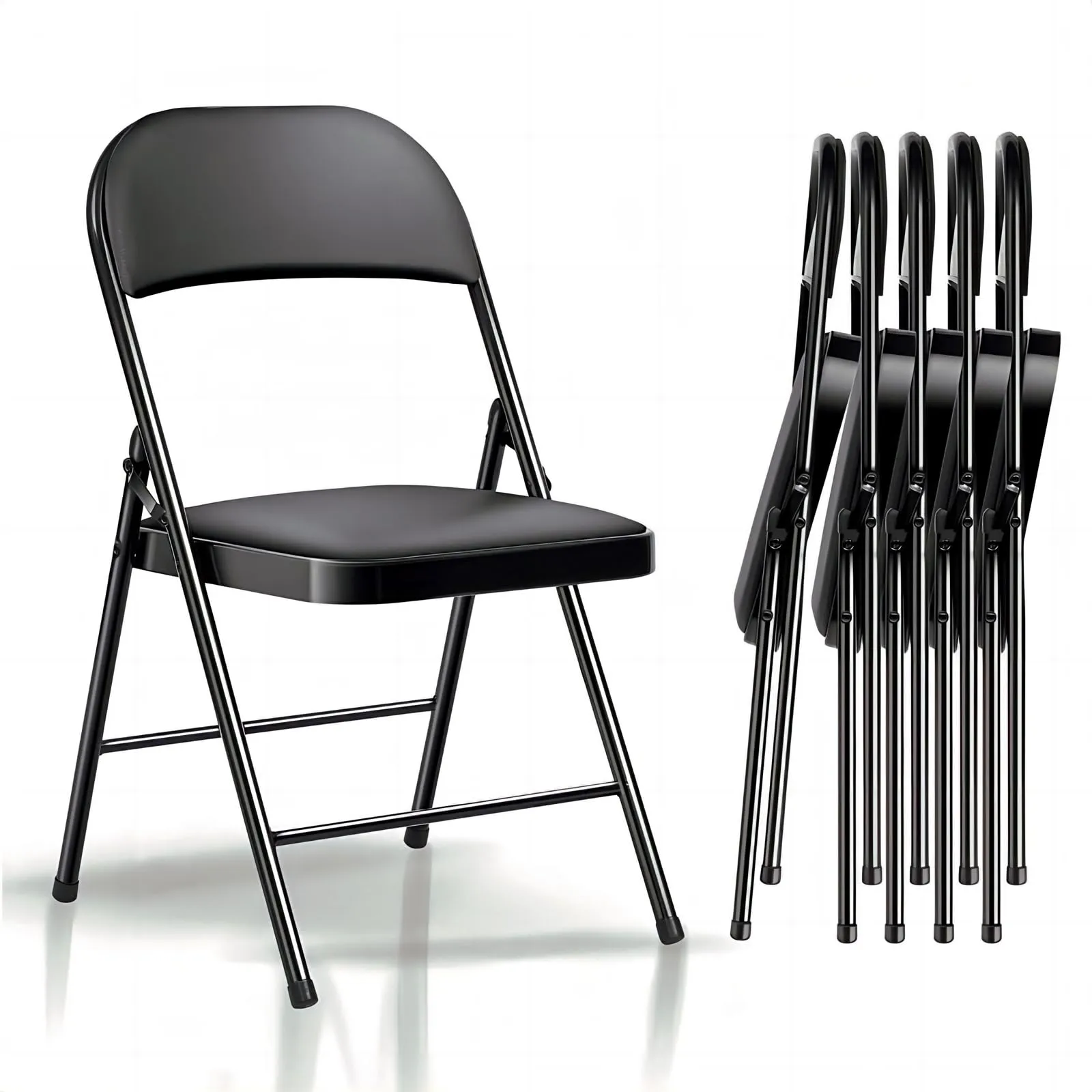 Asdsed Set di 6 Sedie Pieghevoli Imbottite, Portata 160 kg, Nero - immagine 1