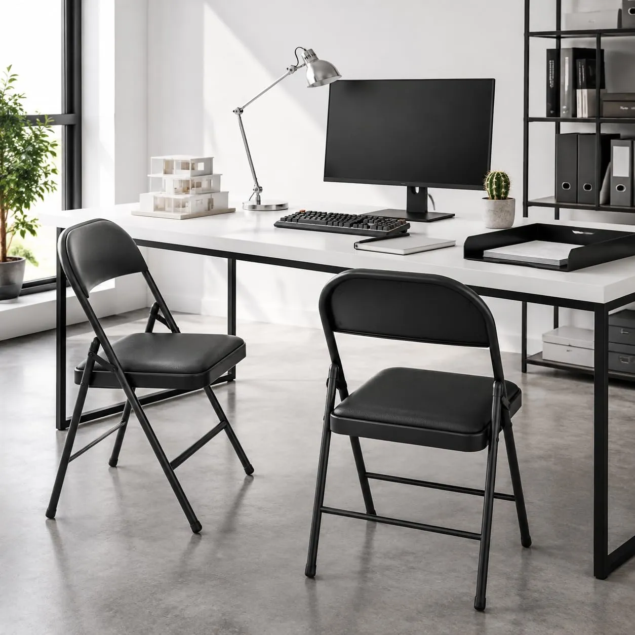 Asdsed Set di 4 Sedie Pieghevoli Imbottite, Portata 160 kg, Nero - immagine 10