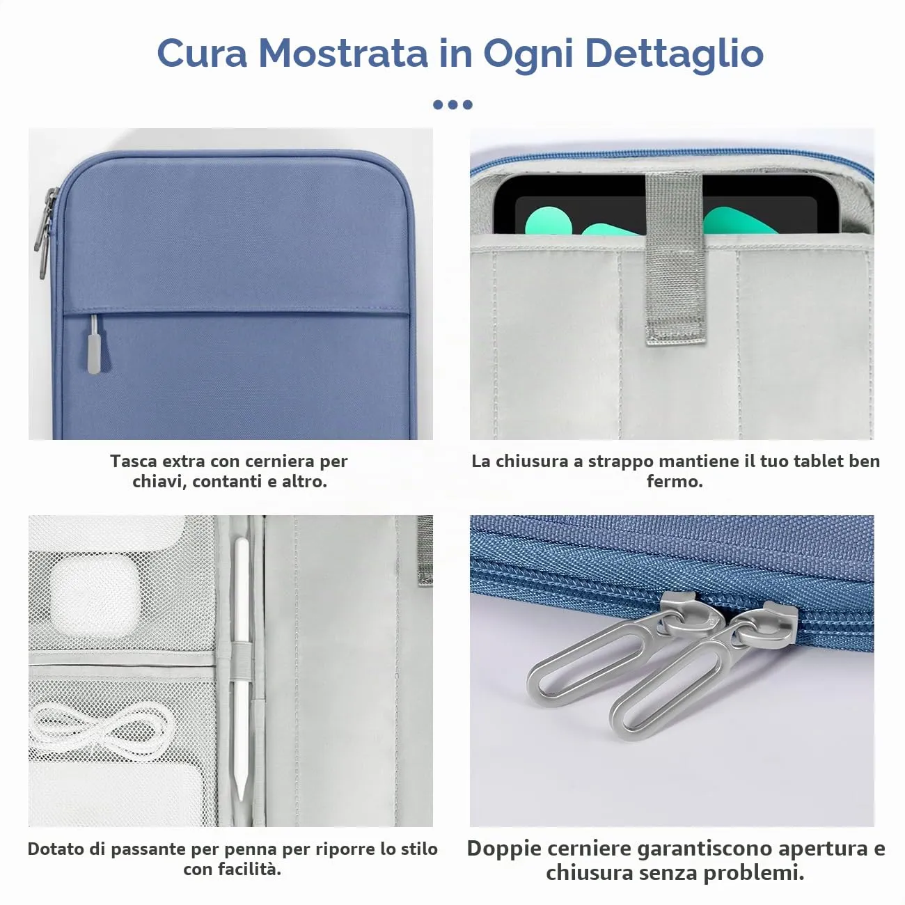 Dadanism Custodia Borsa Portatile per Tablet 8-9 Pollici, Blu - immagine 5