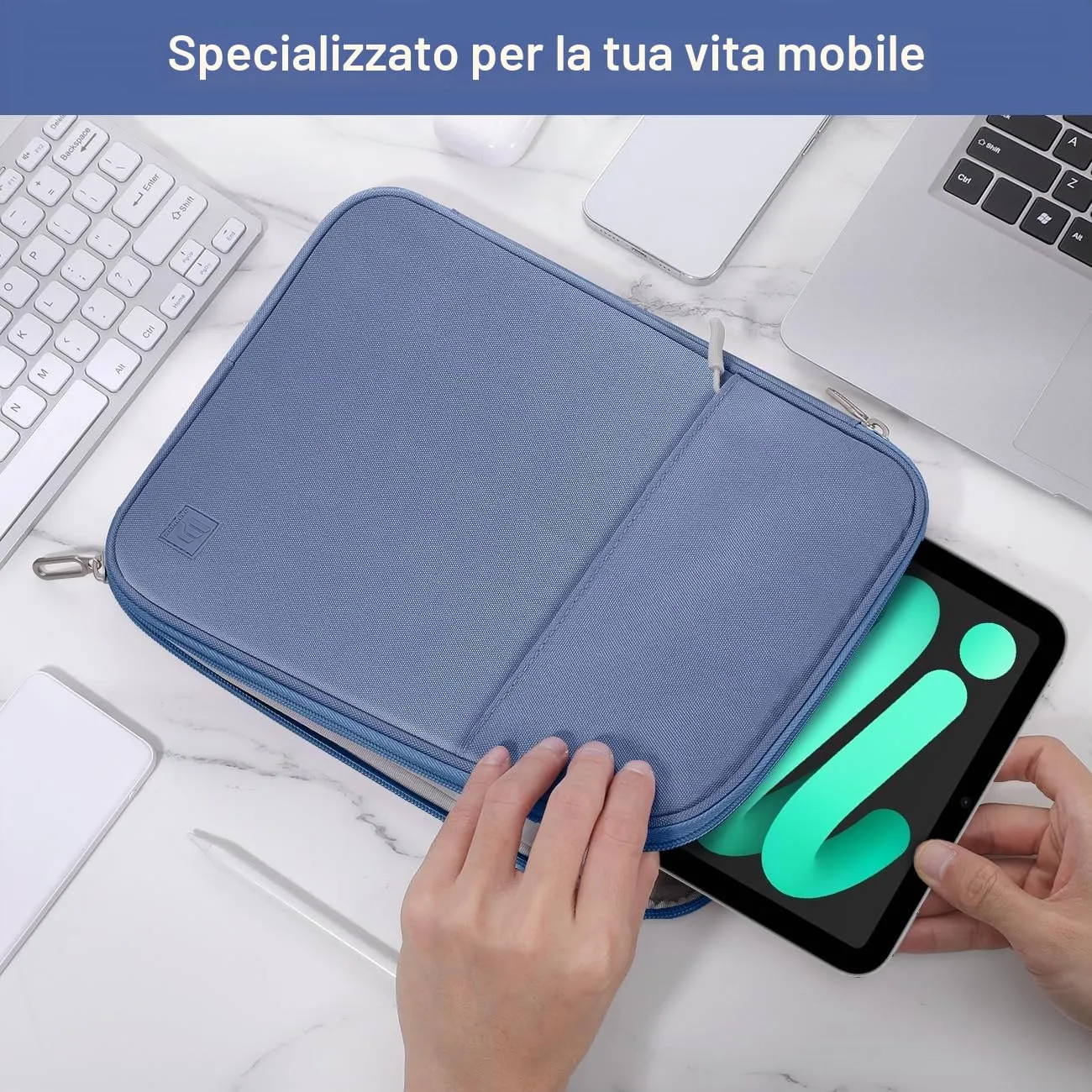 Dadanism Custodia Borsa Portatile per Tablet 8-9 Pollici, Blu - immagine 6