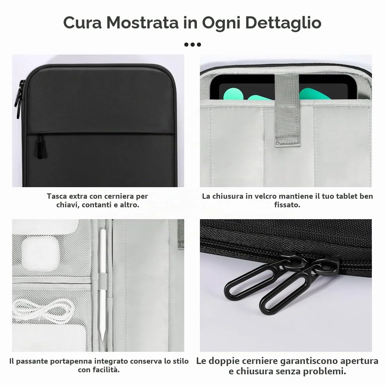Dadanism Custodia Borsa Portatile per Tablet 8-9 Pollici, Nero - immagine 5