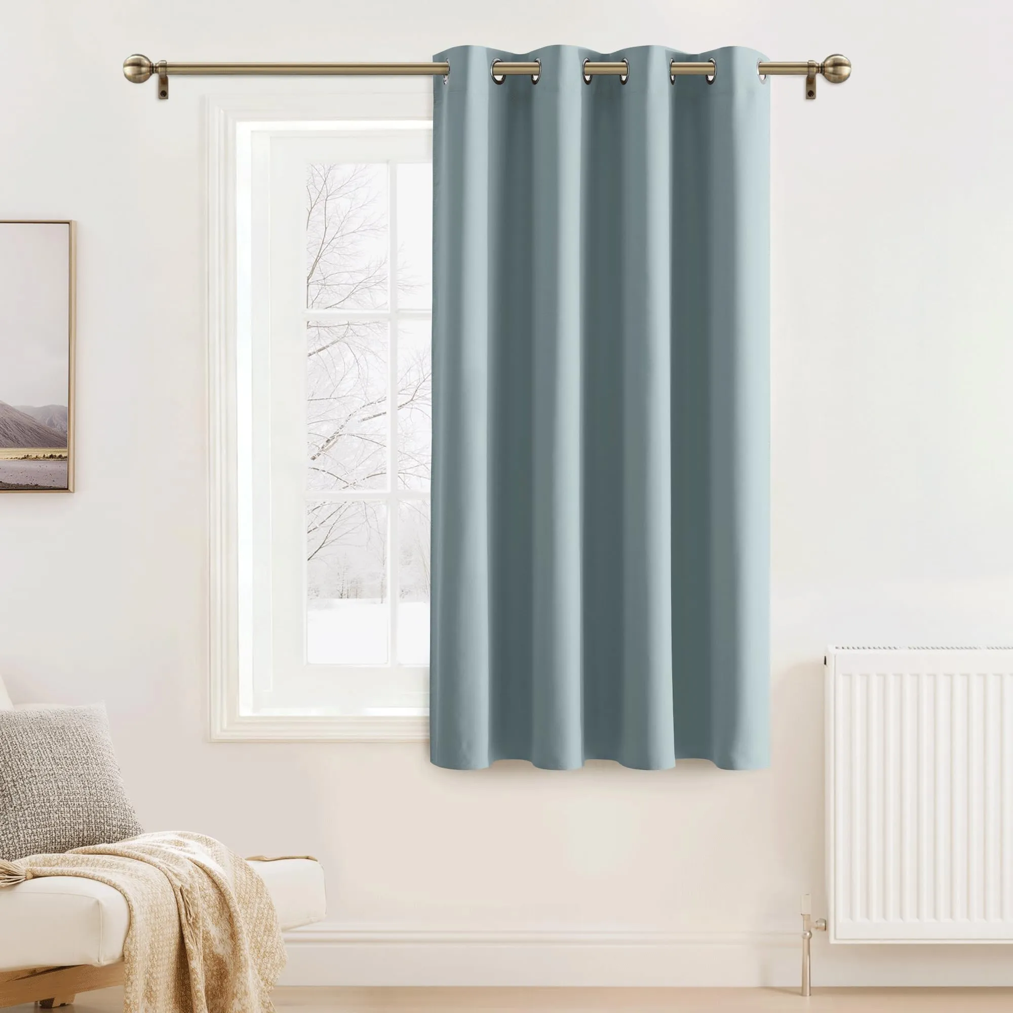 PONY DANCE Tende Corte Oscuranti Termiche Isolanti, Blu Grigiastro, 132 x 137 cm (1 Pannello) - immagine 1