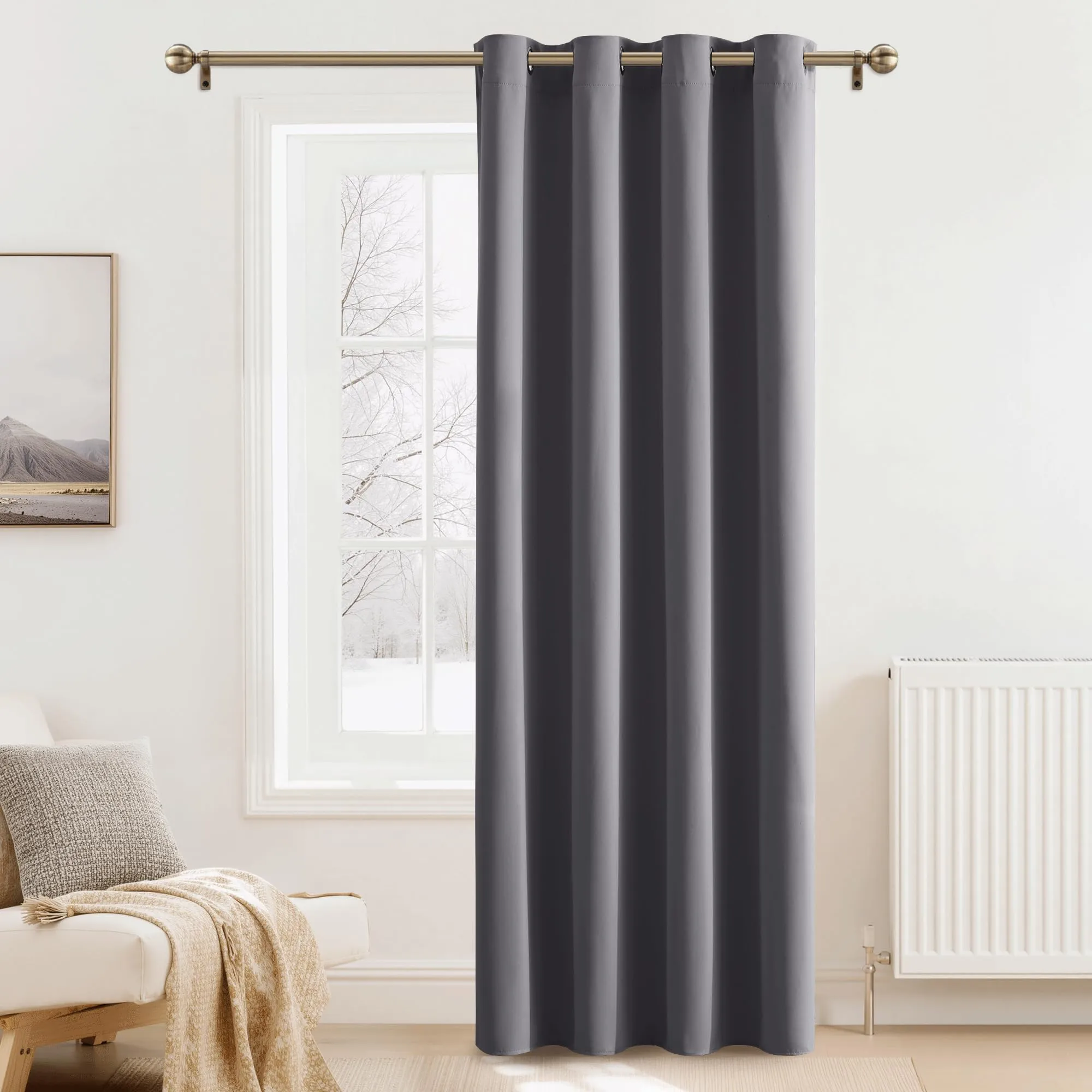 PONY DANCE Tenda Oscurante Termica da Interno per Camera da Letto, 140 x 220 cm, Grigio - immagine 2