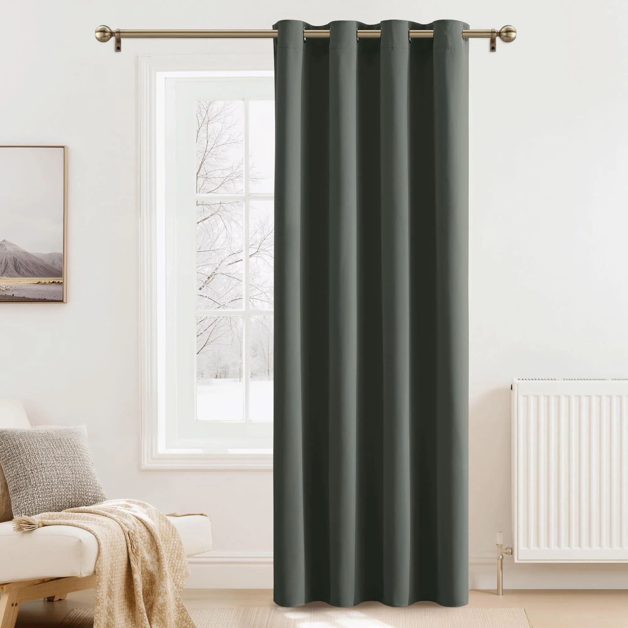 PONY DANCE Tenda Oscurante Termica Isolante da Interno, 140x240 cm, Verde Grigiastro - immagine 1