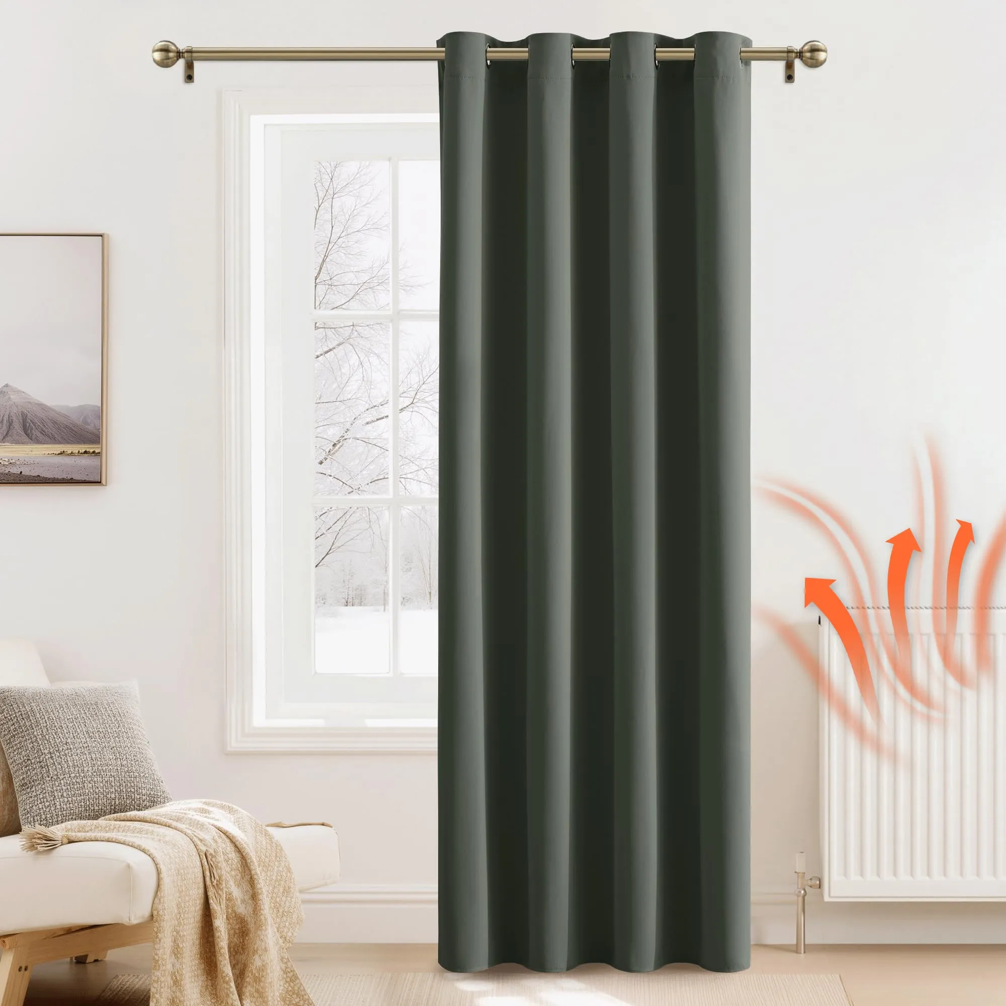 PONY DANCE Tenda Oscurante Termica Isolante da Interno, 140x240 cm, Verde Grigiastro - immagine 2