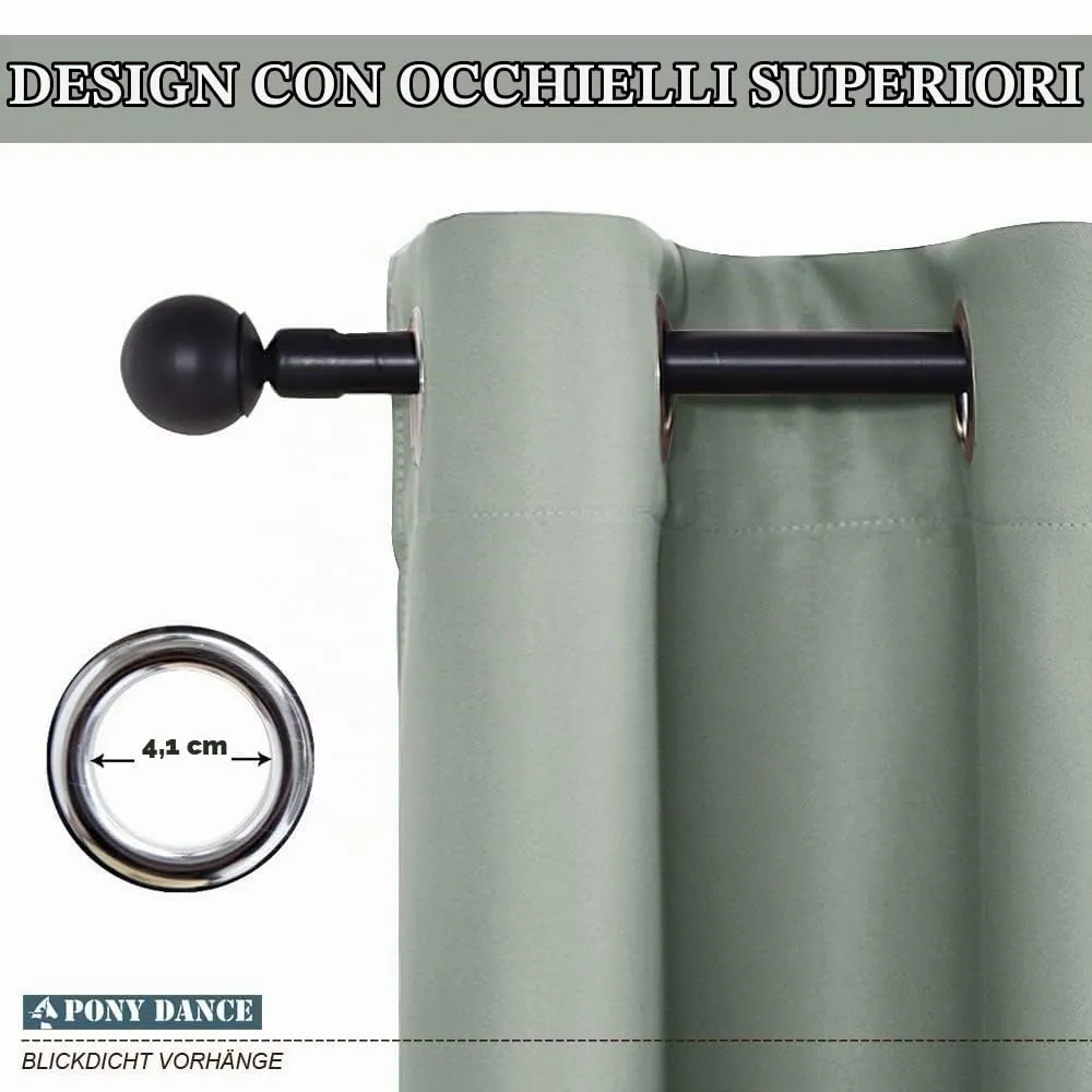 PONY DANCE Tende Corte Oscuranti Termiche, 140x145 cm, Verde Salvia - immagine 7