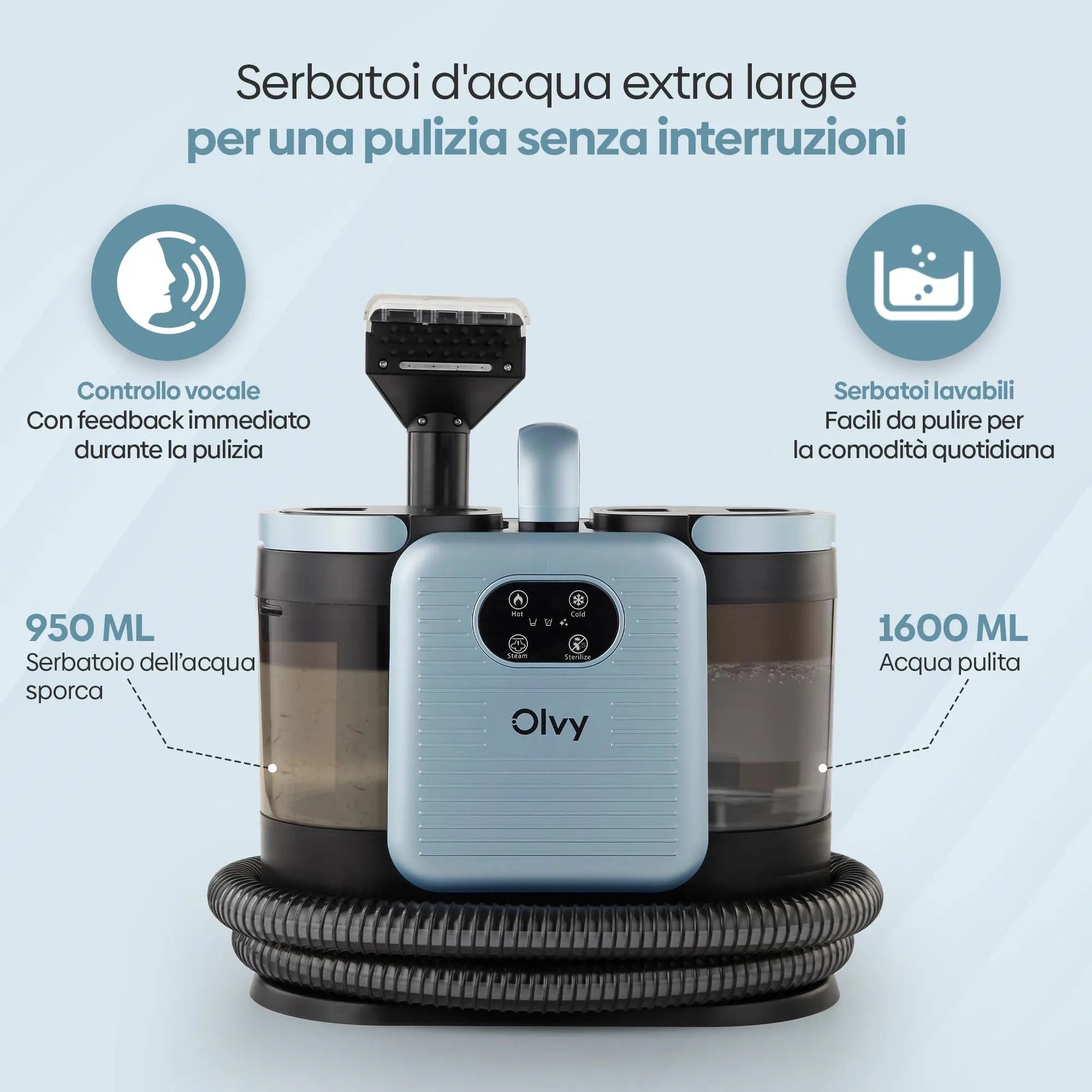 Olvy C998 Pulitore a vapore per tappe Lavapavimenti Lavamoche Aspiratore Lavadivano - immagine 2