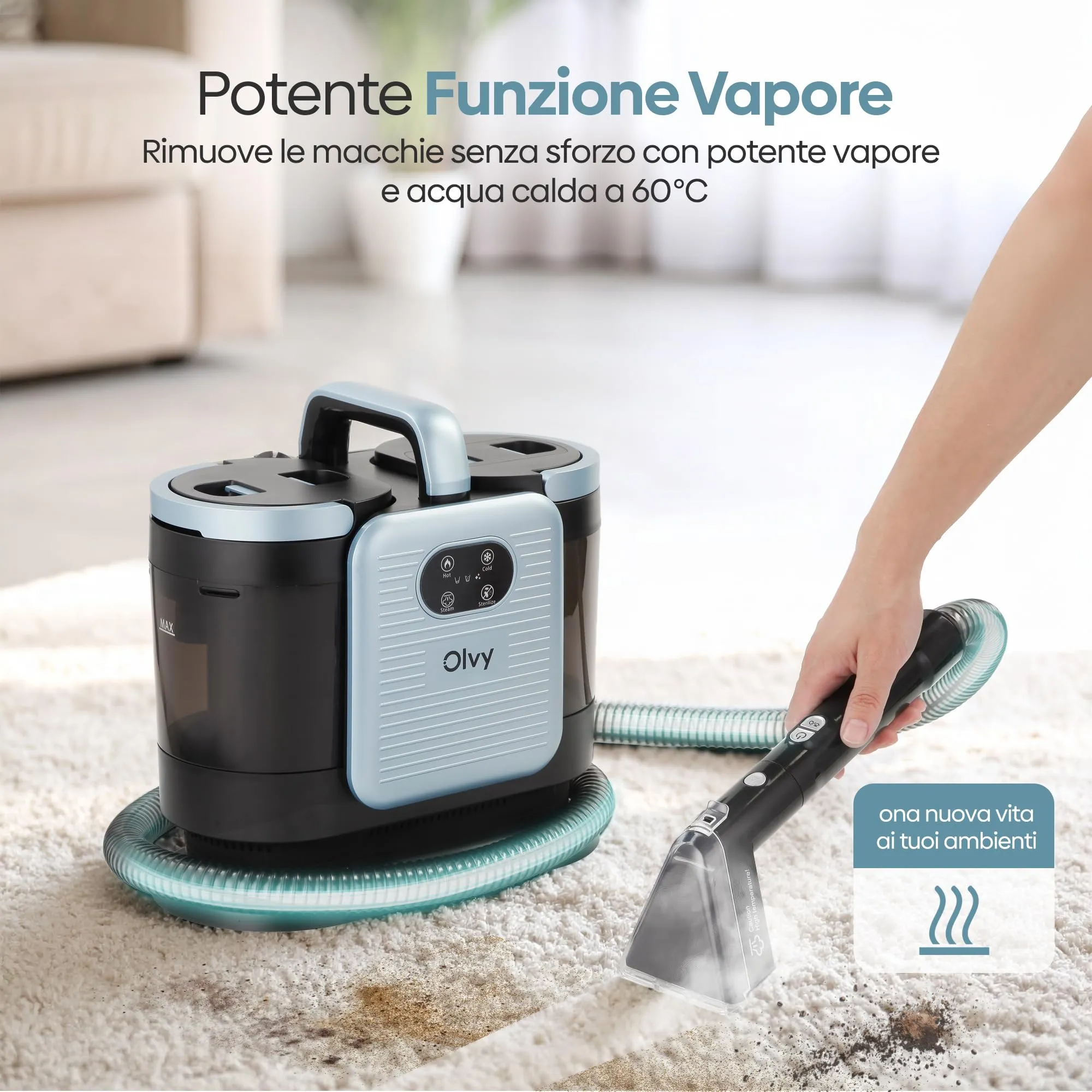 Olvy C998 Pulitore a vapore per tappe Lavapavimenti Lavamoche Aspiratore Lavadivano - immagine 3