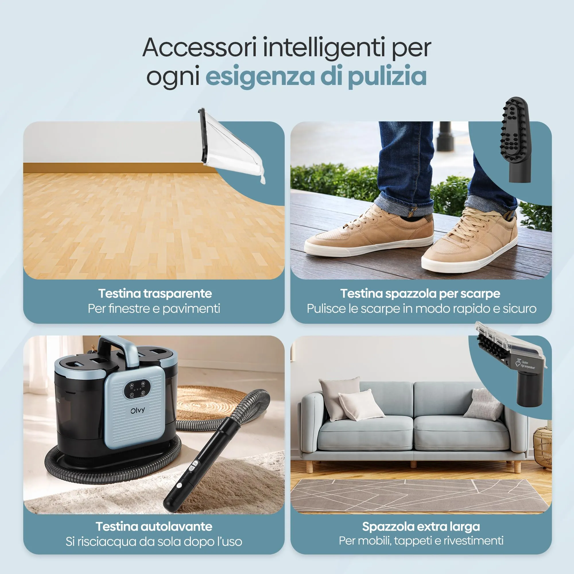 Olvy C998 Pulitore a vapore per tappe Lavapavimenti Lavamoche Aspiratore Lavadivano - immagine 5