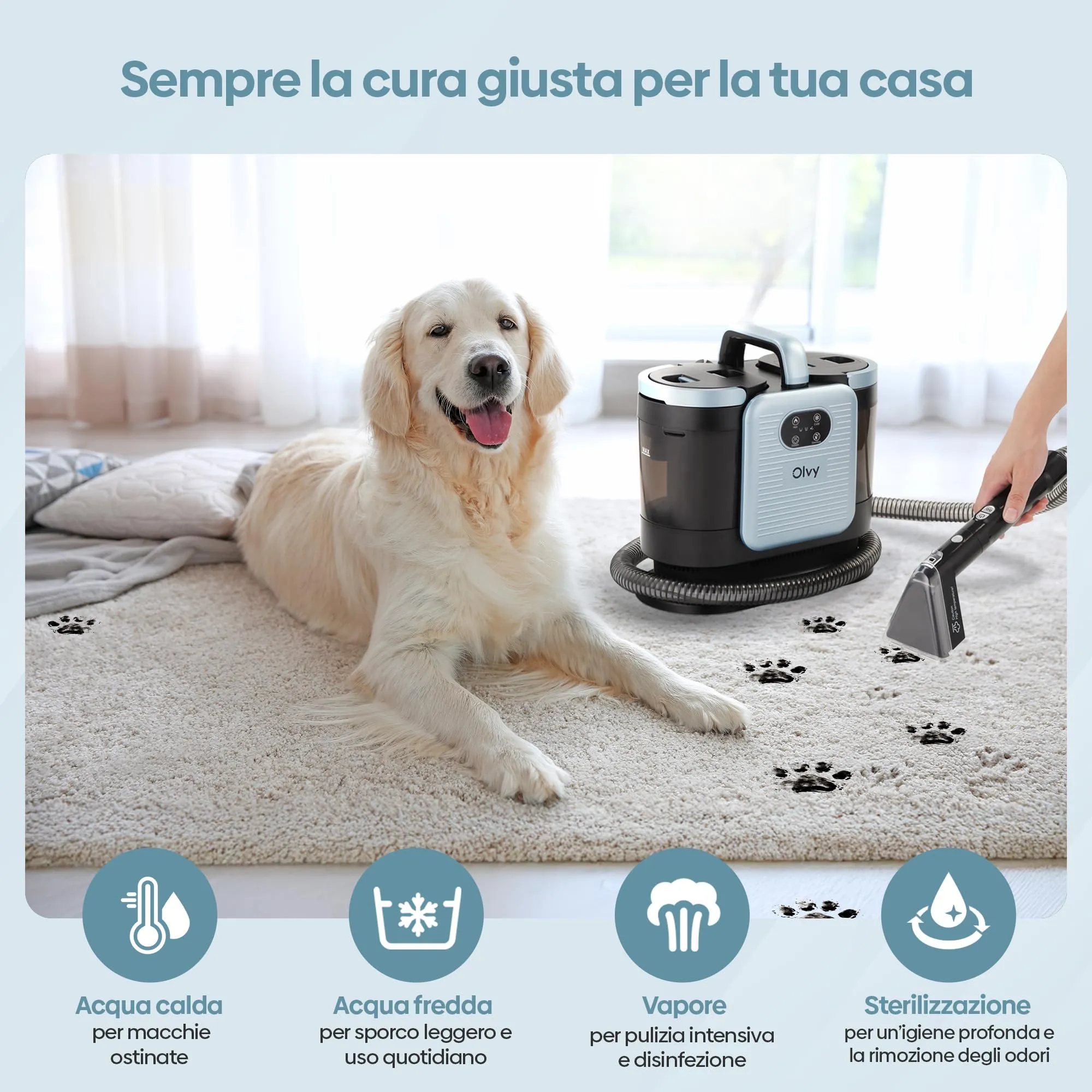 Olvy C998 Pulitore a vapore per tappe Lavapavimenti Lavamoche Aspiratore Lavadivano - immagine 9