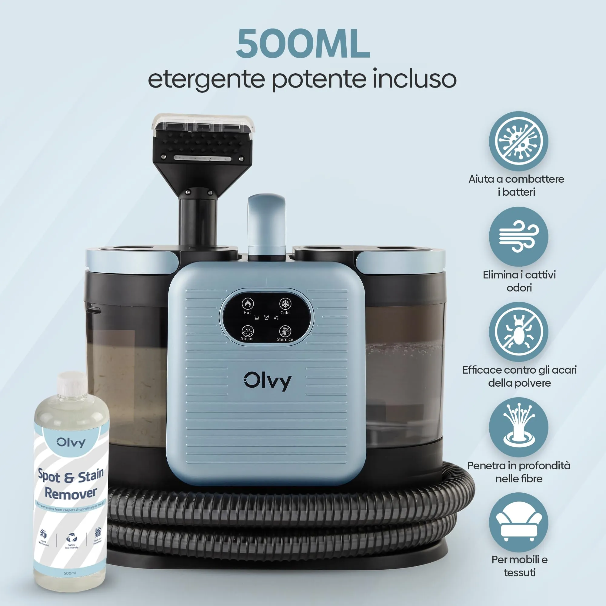 Olvy C998 Pulitore a vapore per tappe Lavapavimenti Lavamoche Aspiratore Lavadivano - immagine 11