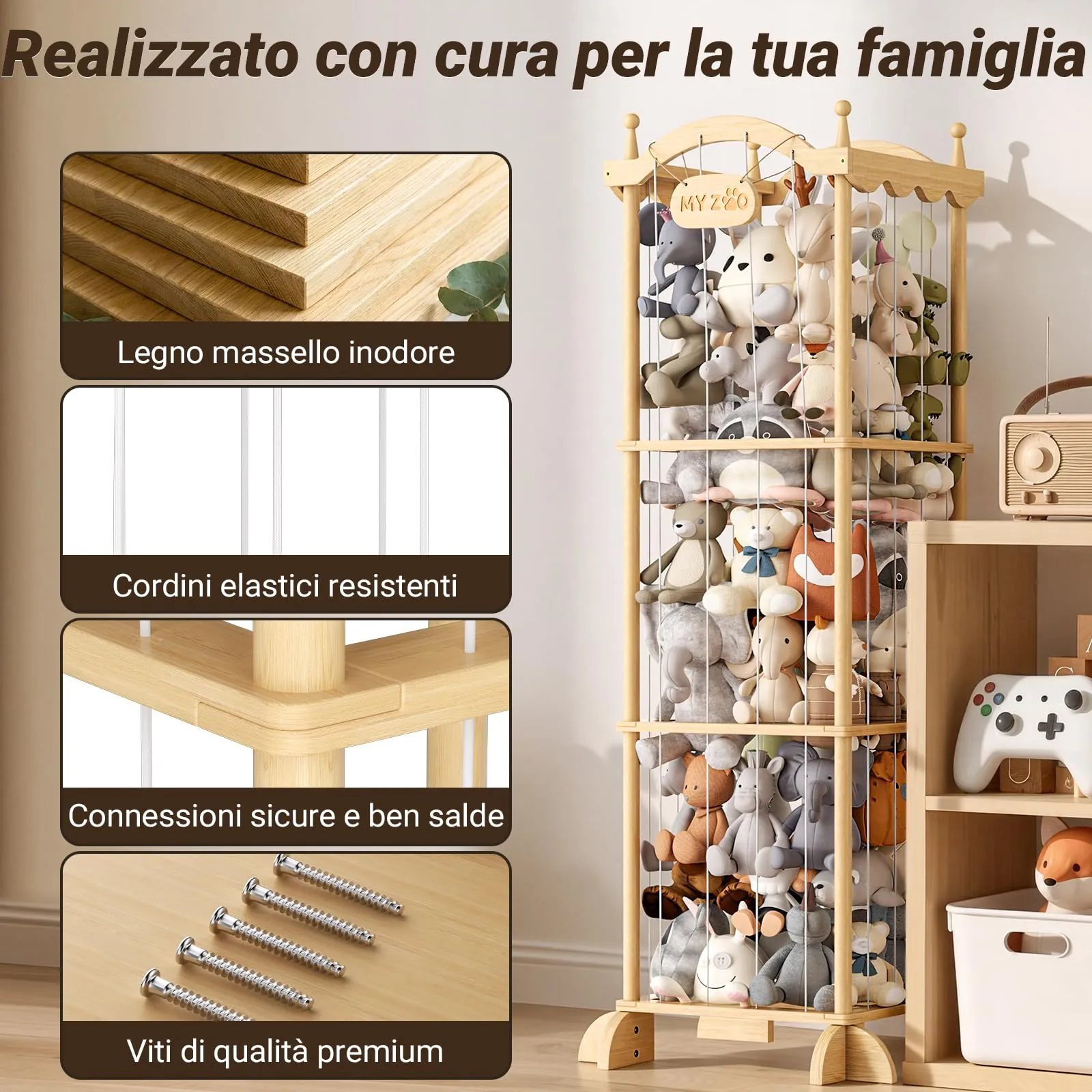 COSYLAND Organizer Peluche per Bambini, 141 x 55 x 49 cm - immagine 5