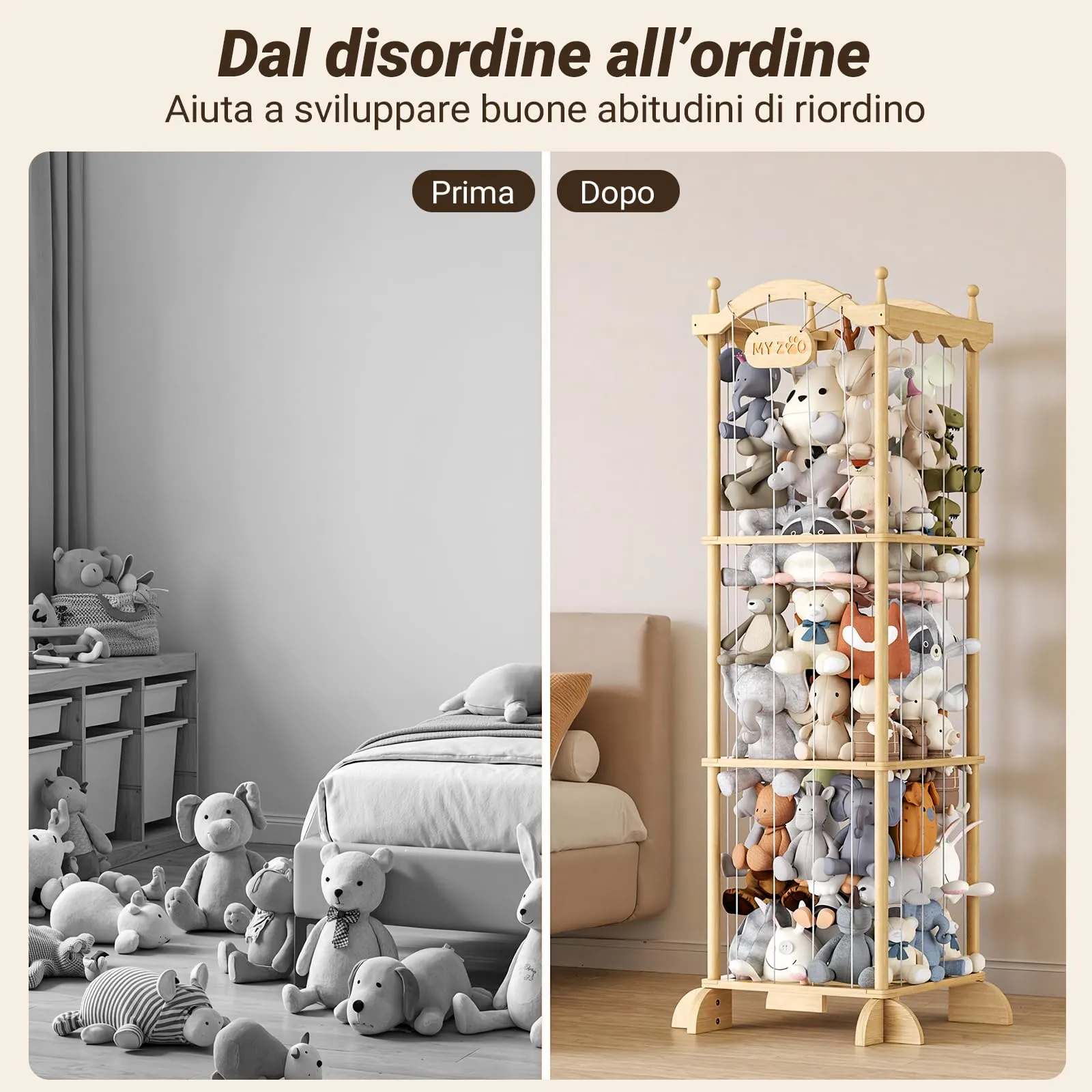 COSYLAND Organizer Peluche per Bambini, 141 x 55 x 49 cm - immagine 6