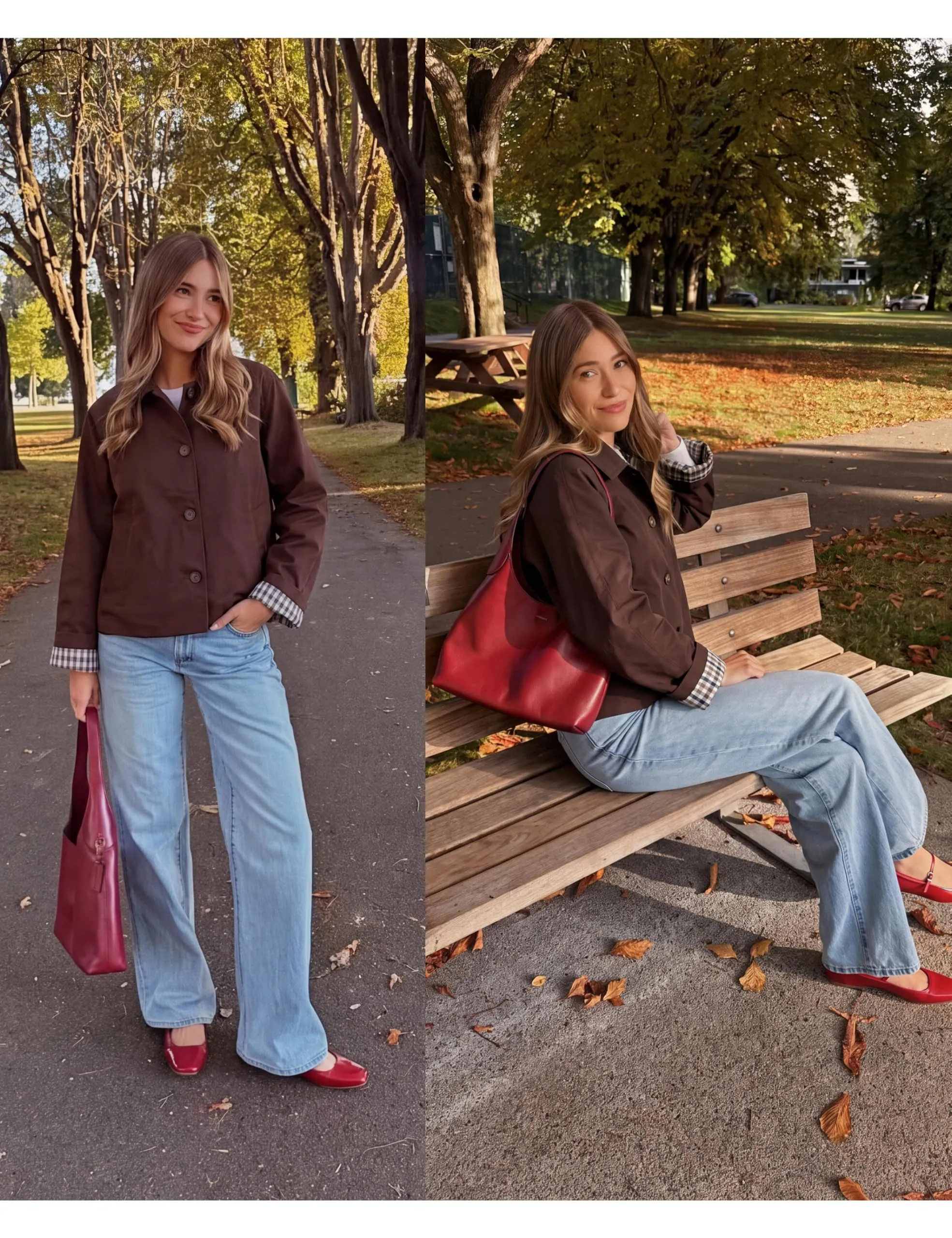 Dqbeng Giacca Corta Donna in Stile Trench con Fodera a Scacchi, Marrone, M - immagine 8