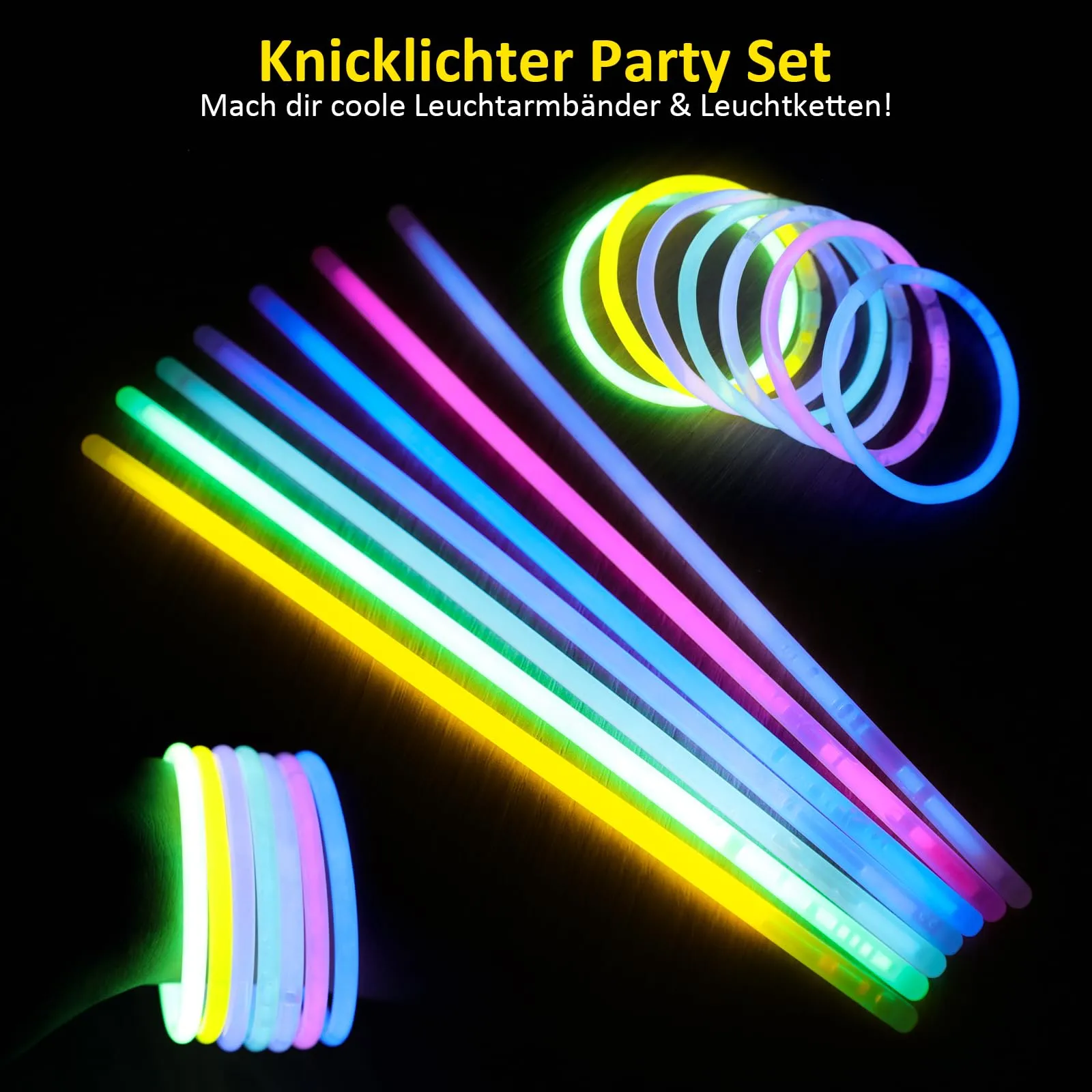 UooEA Bastoncini Luminosi Fluo con Connettori, 100 Pezzi - immagine 2
