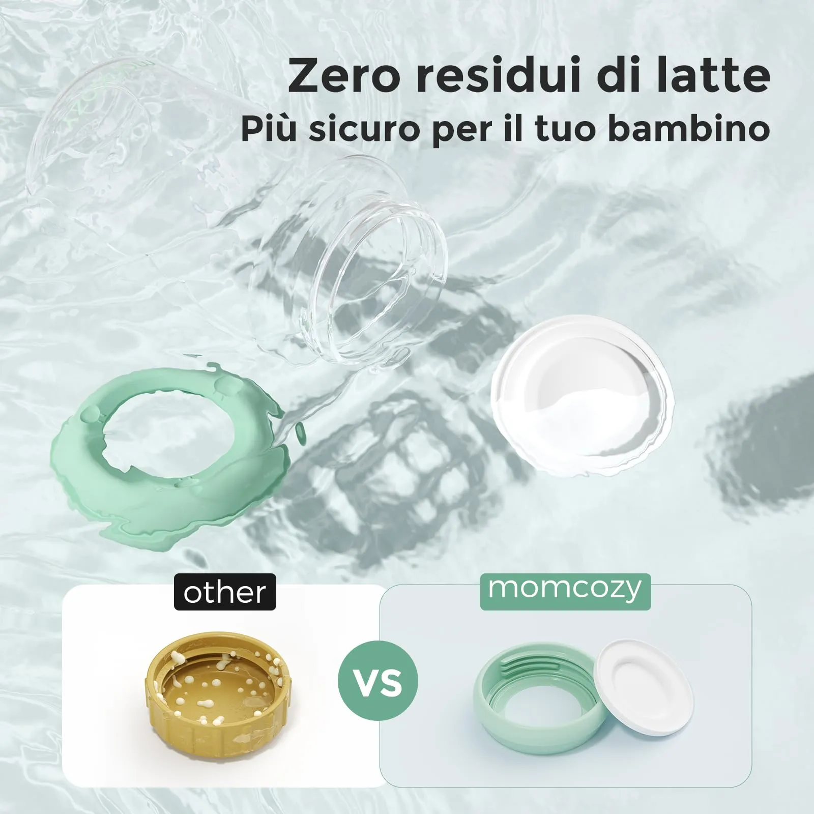 Momcozy Bottiglie Conservazione Latte Materno 300 ml Collo Largo, 4 Pezzi - immagine 5