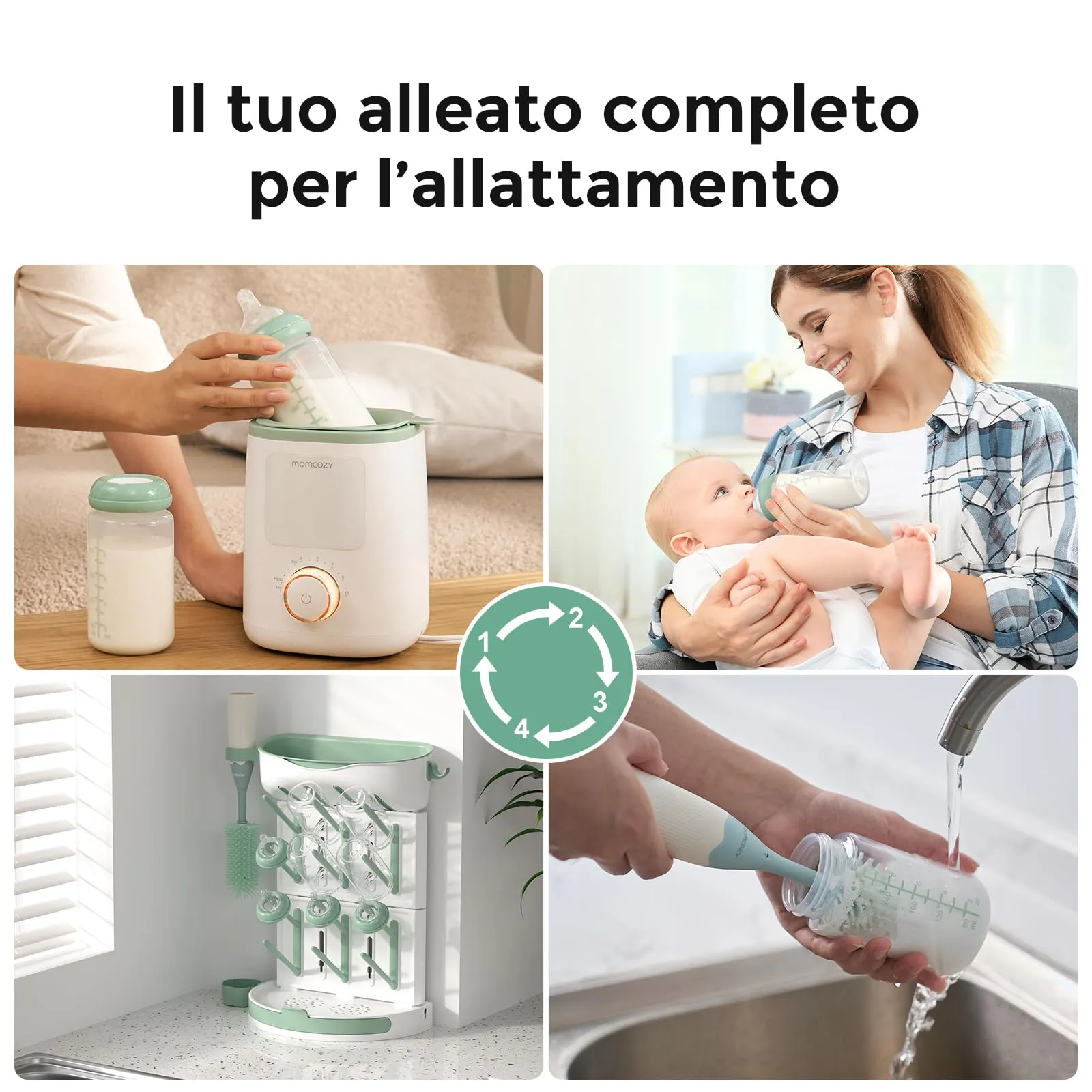 Momcozy Bottiglie Conservazione Latte Materno 300 ml Collo Largo, 4 Pezzi - immagine 6