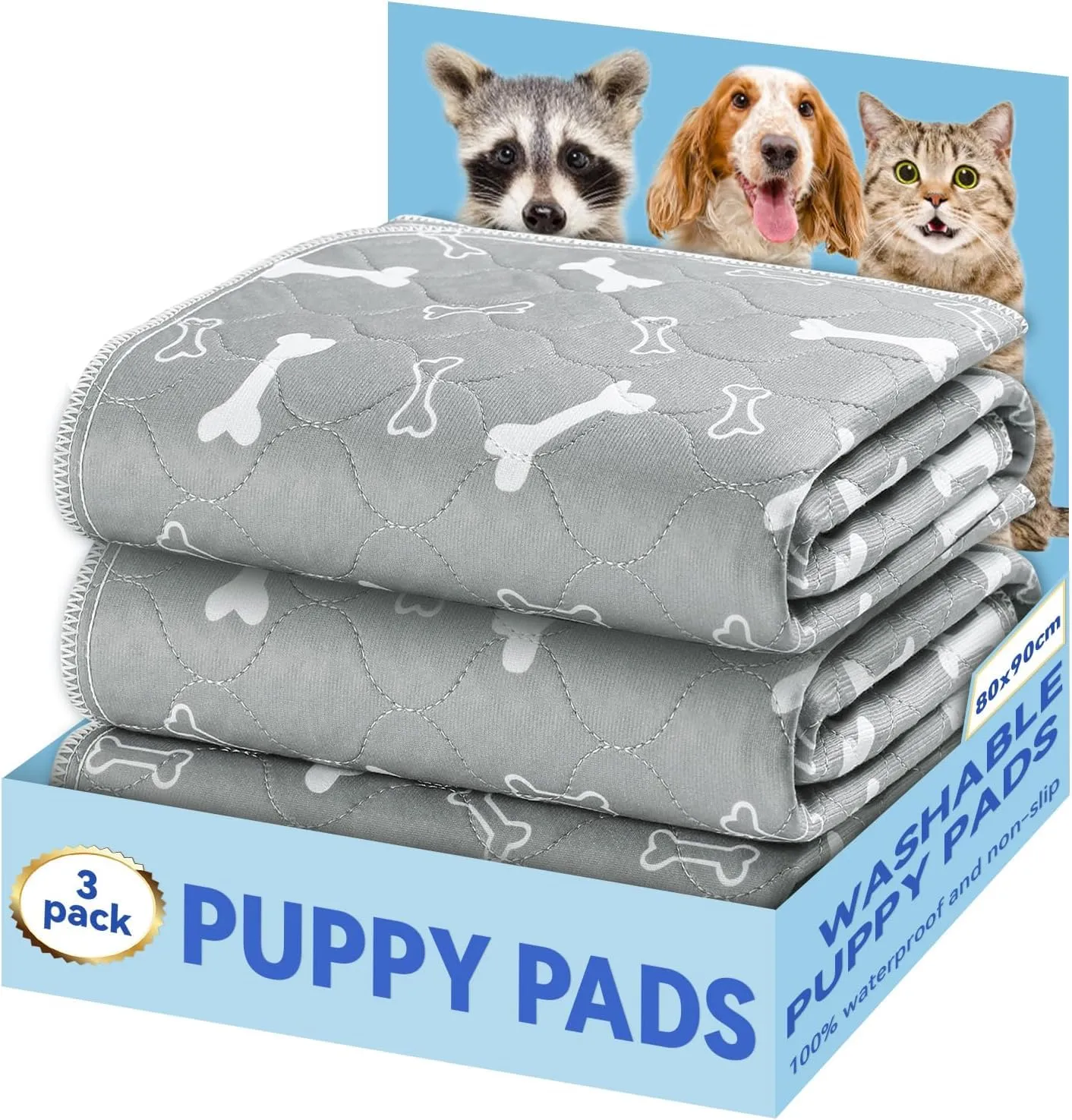 BaoDan Traverse Lavabili per Cani, 80x90cm, 3 Pezzi, Assorbenti - immagine 1