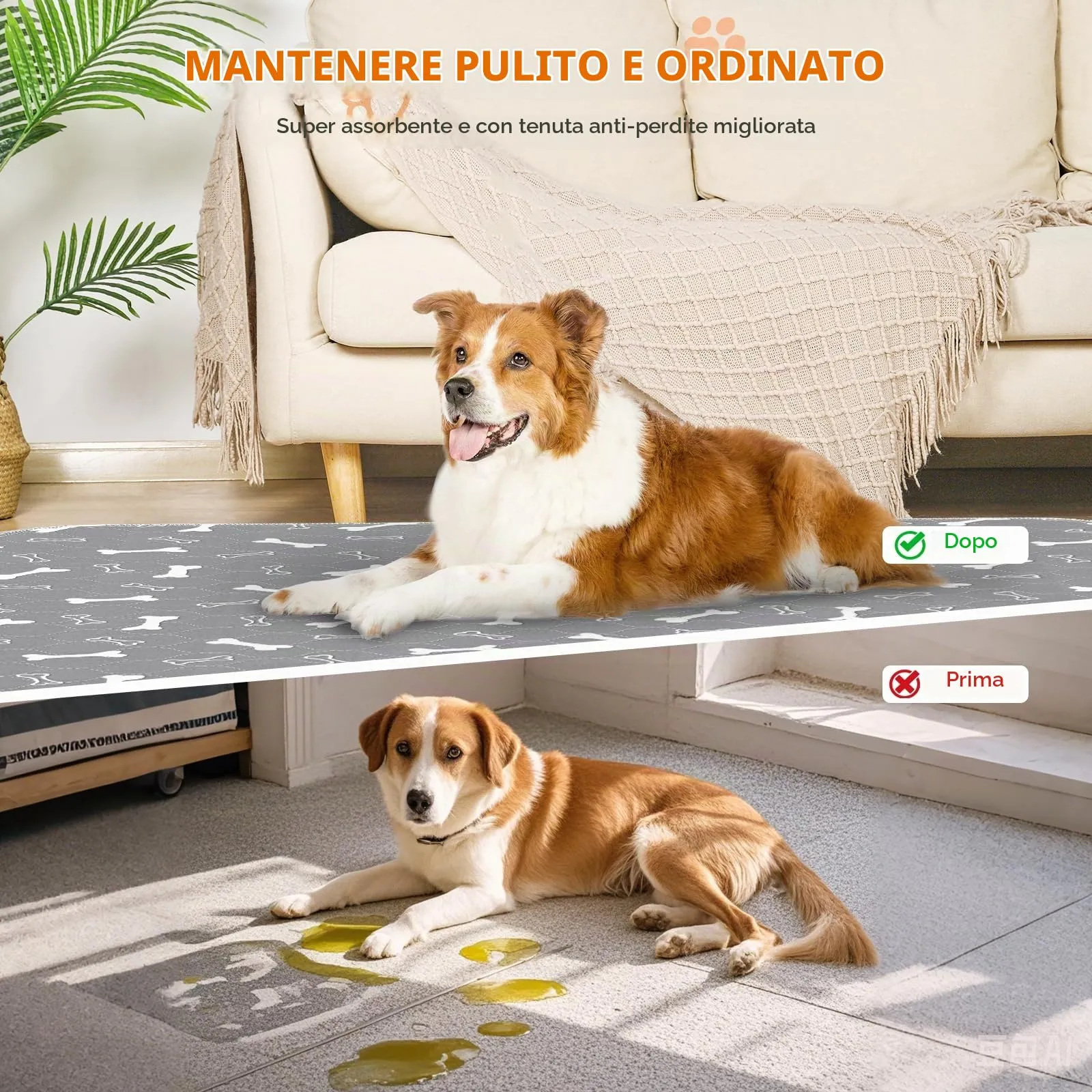 BaoDan Traverse Lavabili per Cani, 80x90cm, 3 Pezzi, Assorbenti - immagine 7
