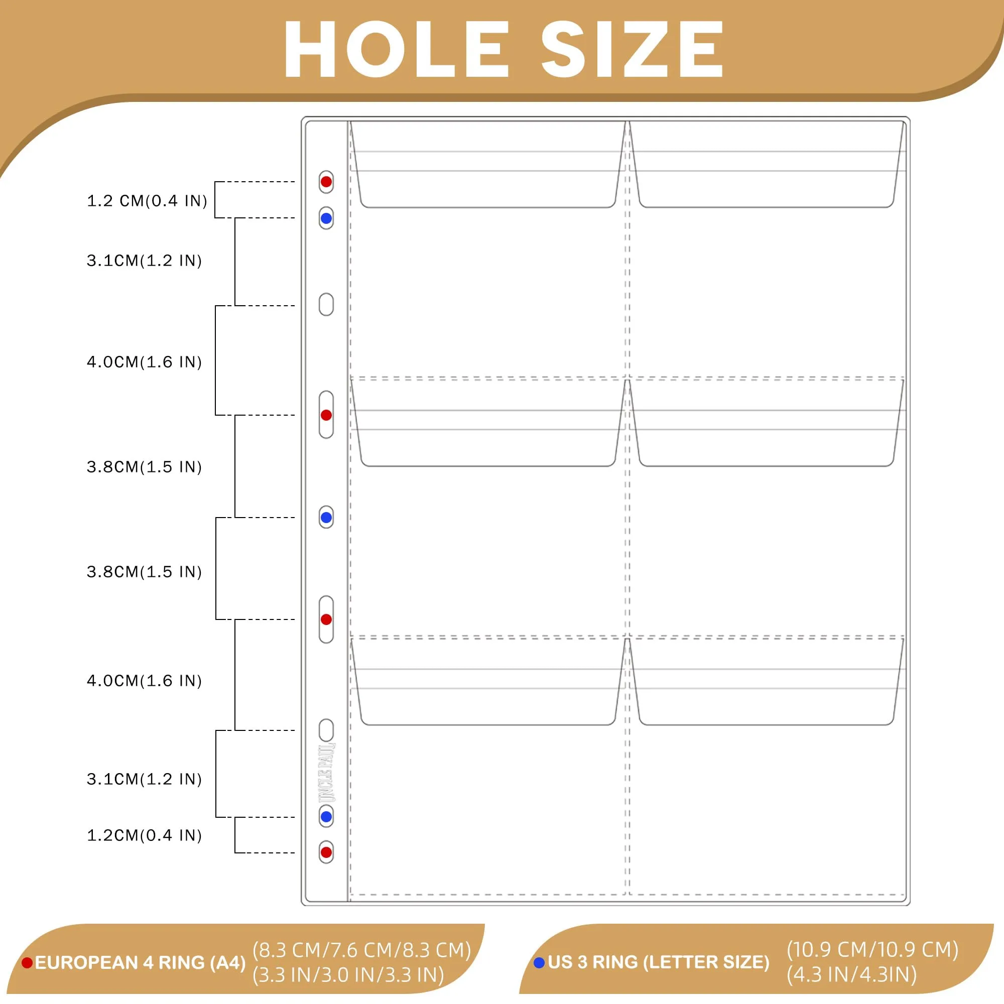 Uncle Paul 25 Fogli con Tasche per Monete, 6 Tasche Standard a 9 Fori, 150 Taschette (99 mm x 93 mm), CS0312506 - immagine 3