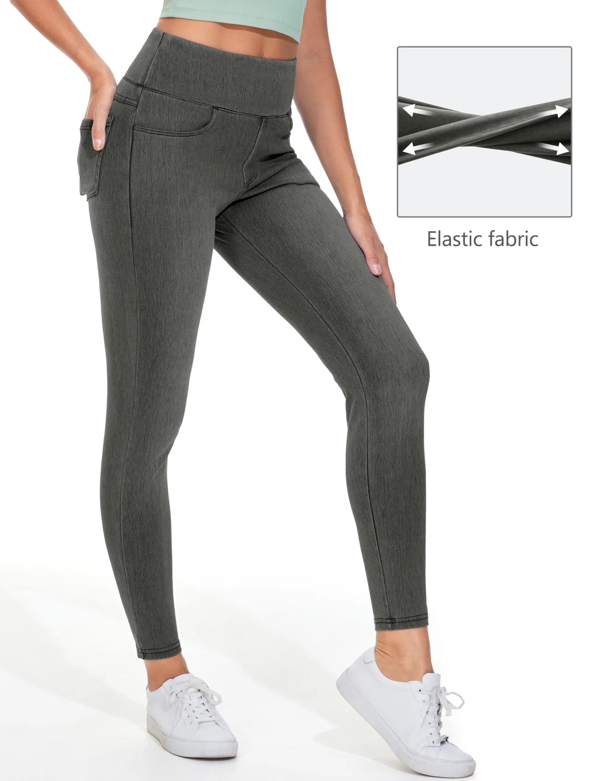 The Gym People Jeggings Donna Vita Alta Skinny Stretch con Tasche - immagine 4