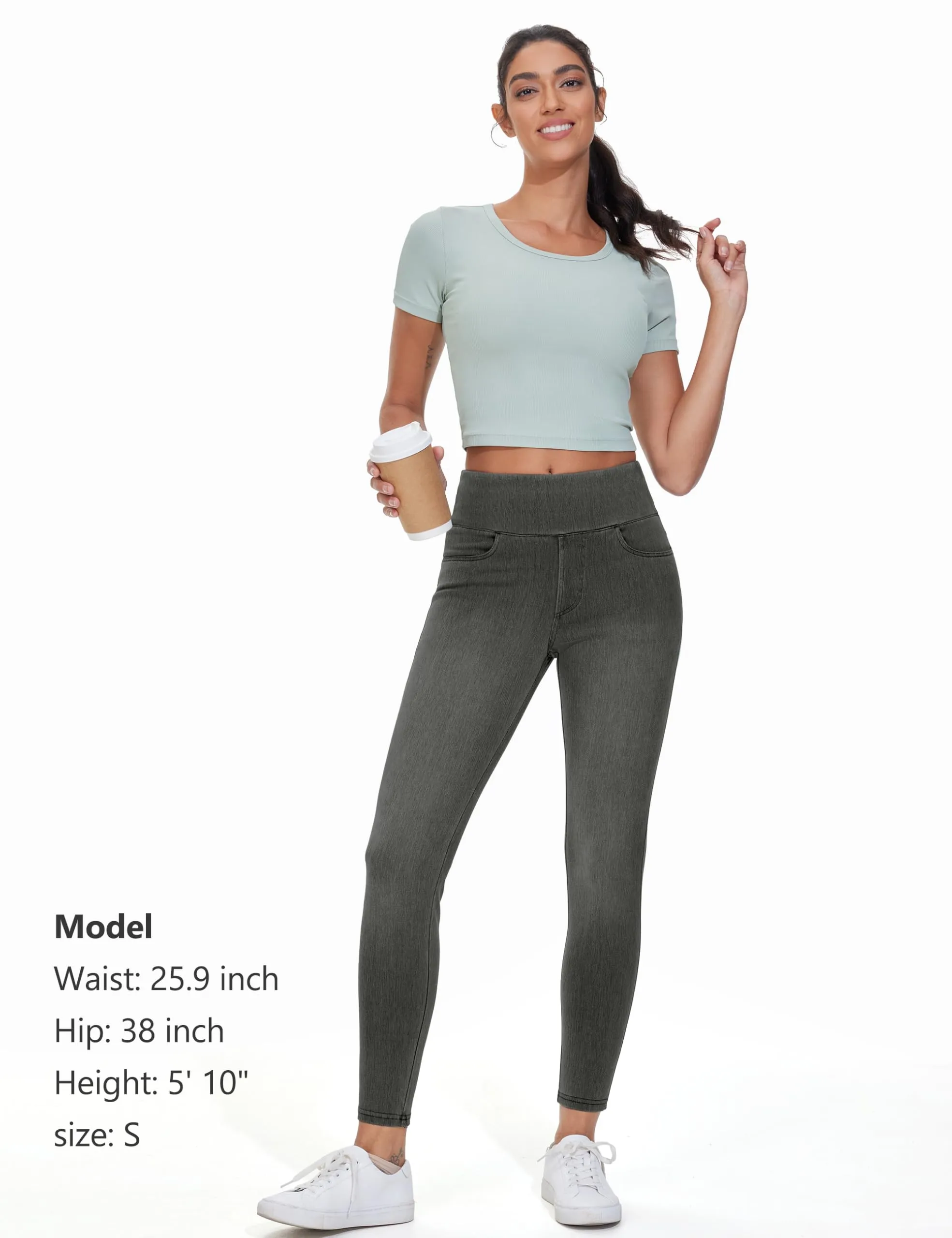 The Gym People Jeggings Donna Vita Alta Skinny Stretch con Tasche - immagine 6