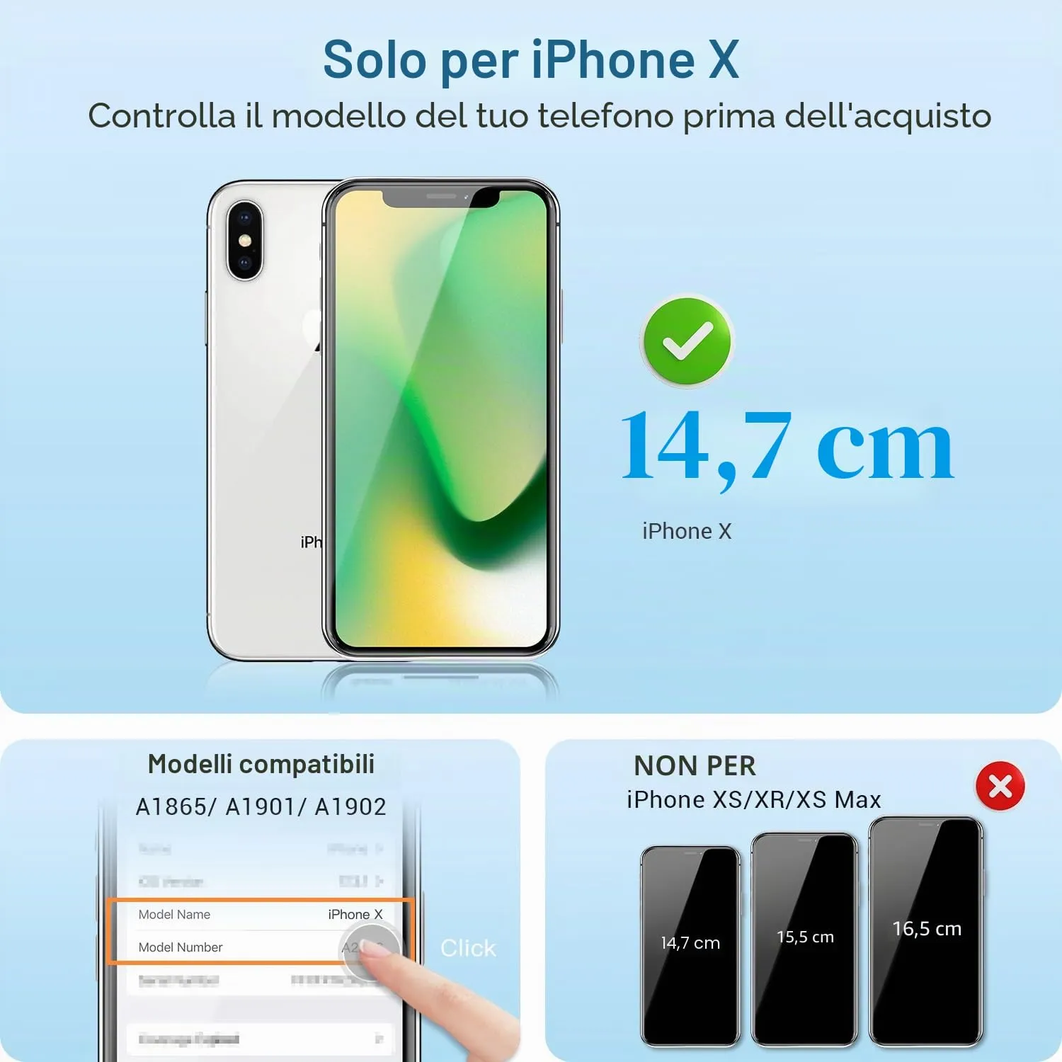 GULEEK Display LCD FHD COF 5.8" Touch Screen per iPhone X A1865 A1901 A1902 - Nero - immagine 2
