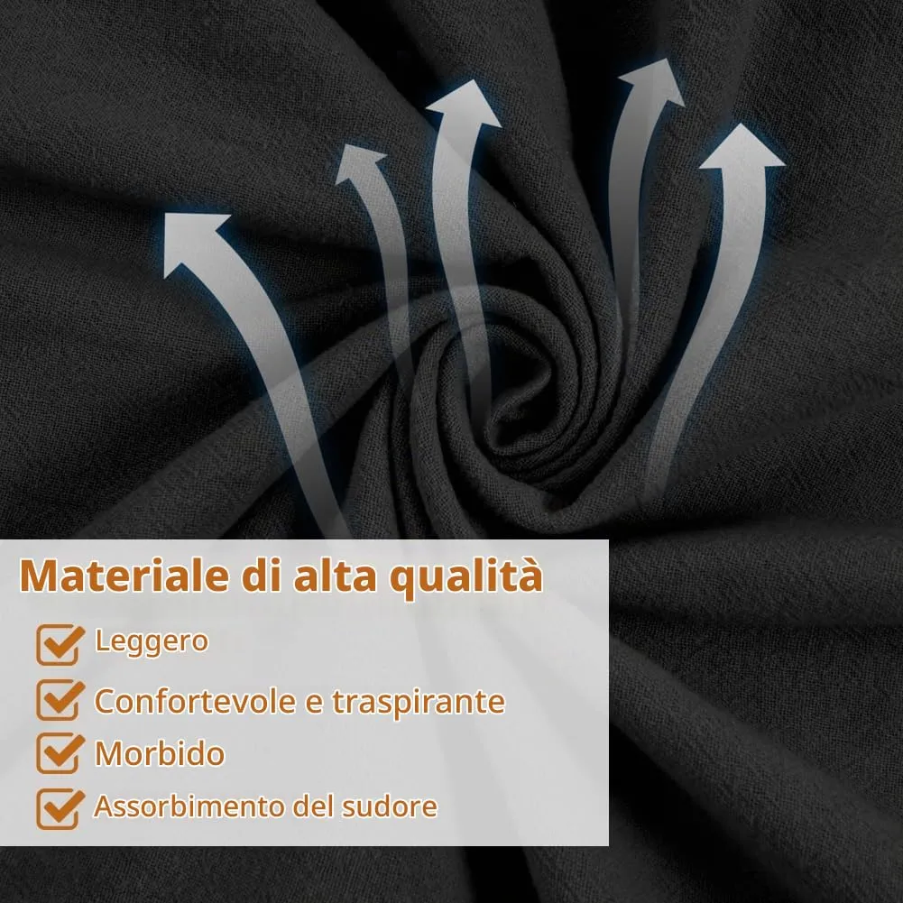 BSBUY Camicia Medievale Rinascimentale Uomo in Cotone Stile Pirata Gotico Nero XXL - immagine 4