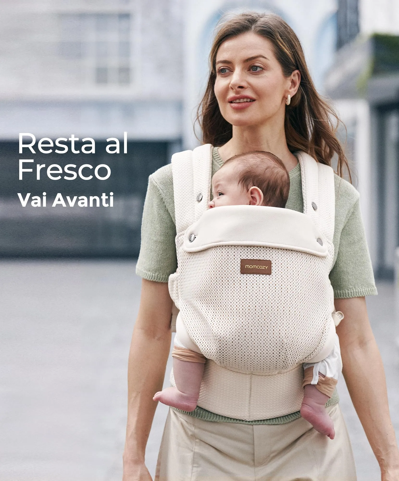 Momcozy Marsupio Neonato Ergonomico 3,2-20 kg (3-24 Mesi) Airmesh-Beige - immagine 6