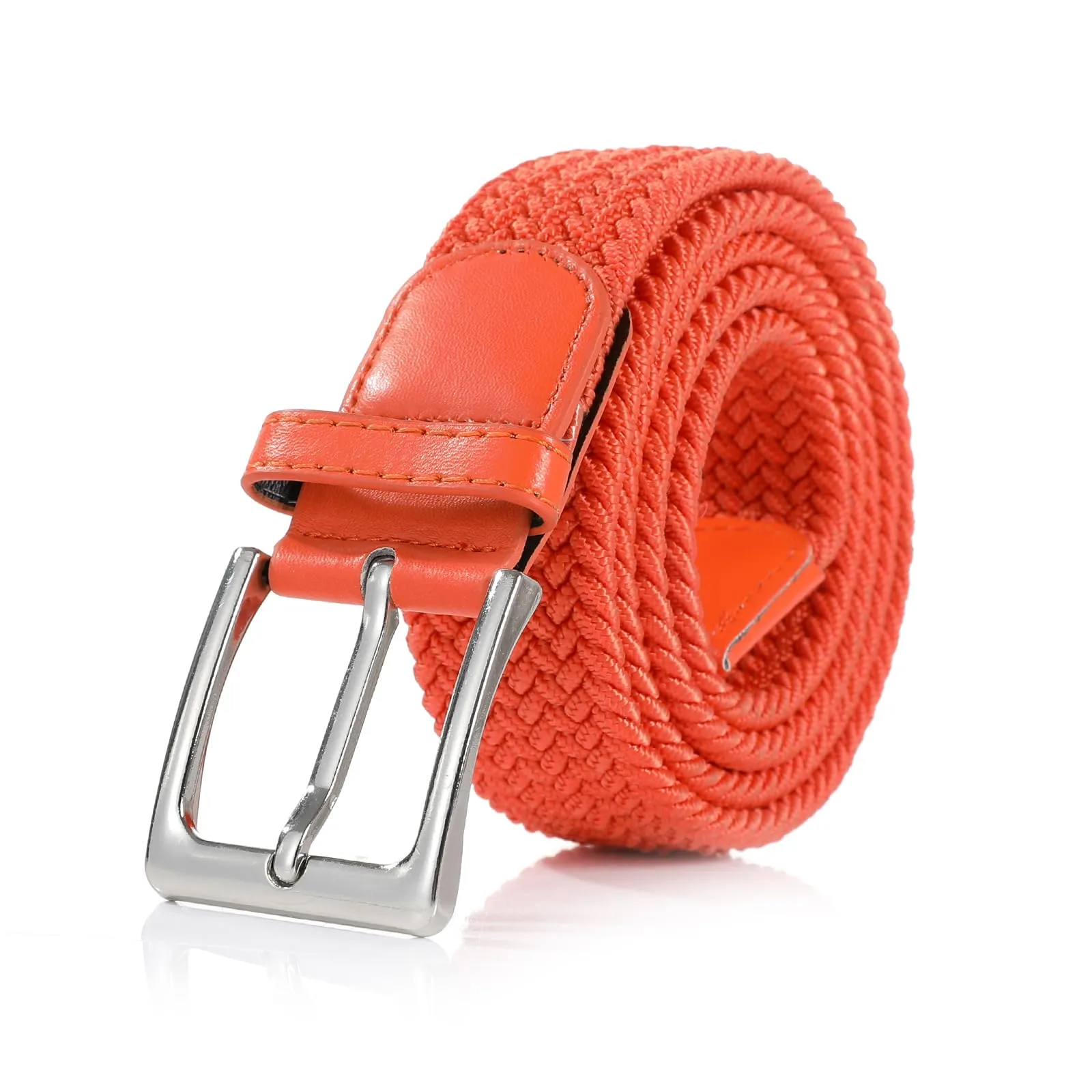 Bella Accessori Cintura Elastica Intrecciata Unisex, Fibbia in Lega di Zinco, 110cm, Arancione - immagine 1