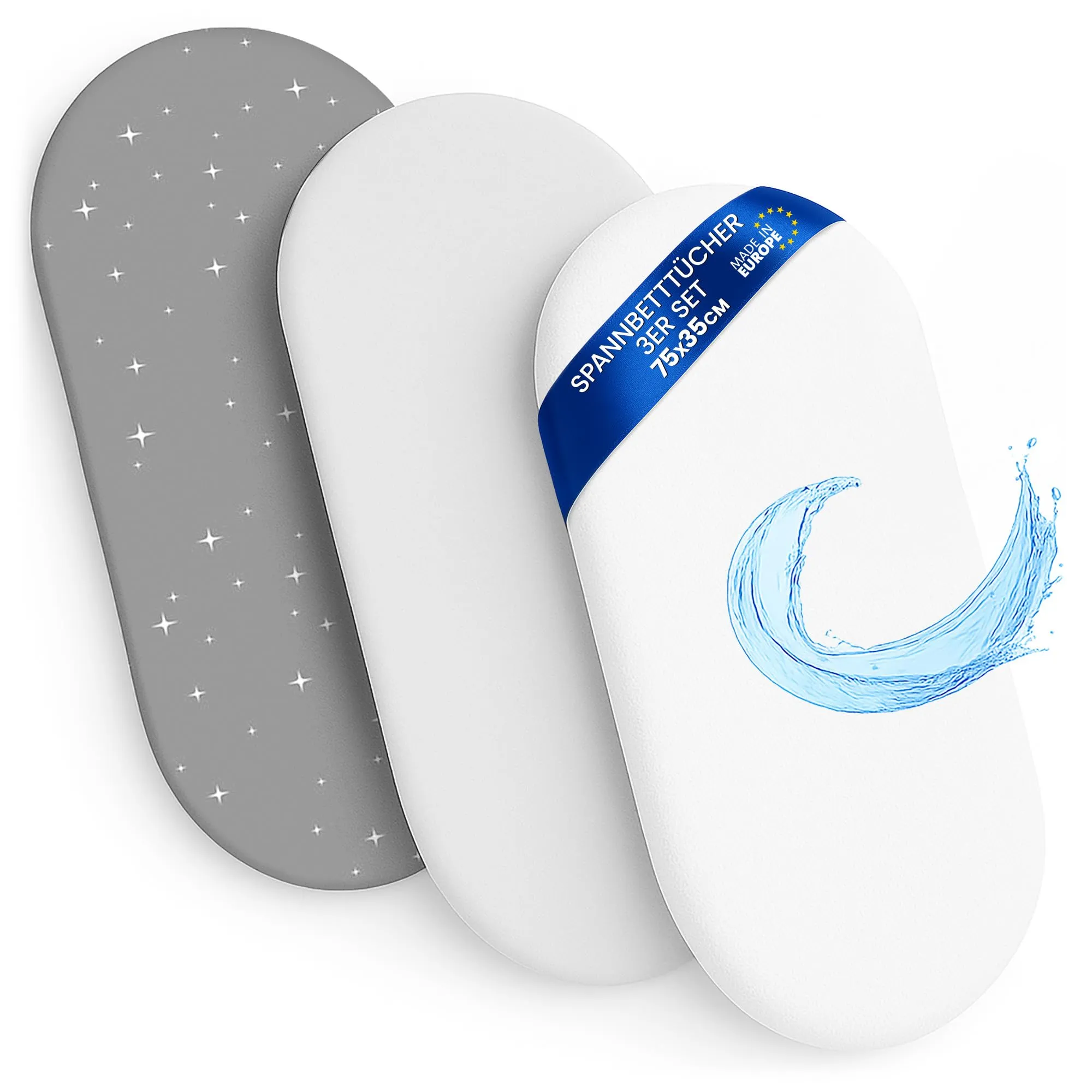 Totsy Baby Set di 3 Lenzuola con Angoli Elastiche e Coprimaterasso Impermeabile per Passeggino, 35x75 cm - immagine 1