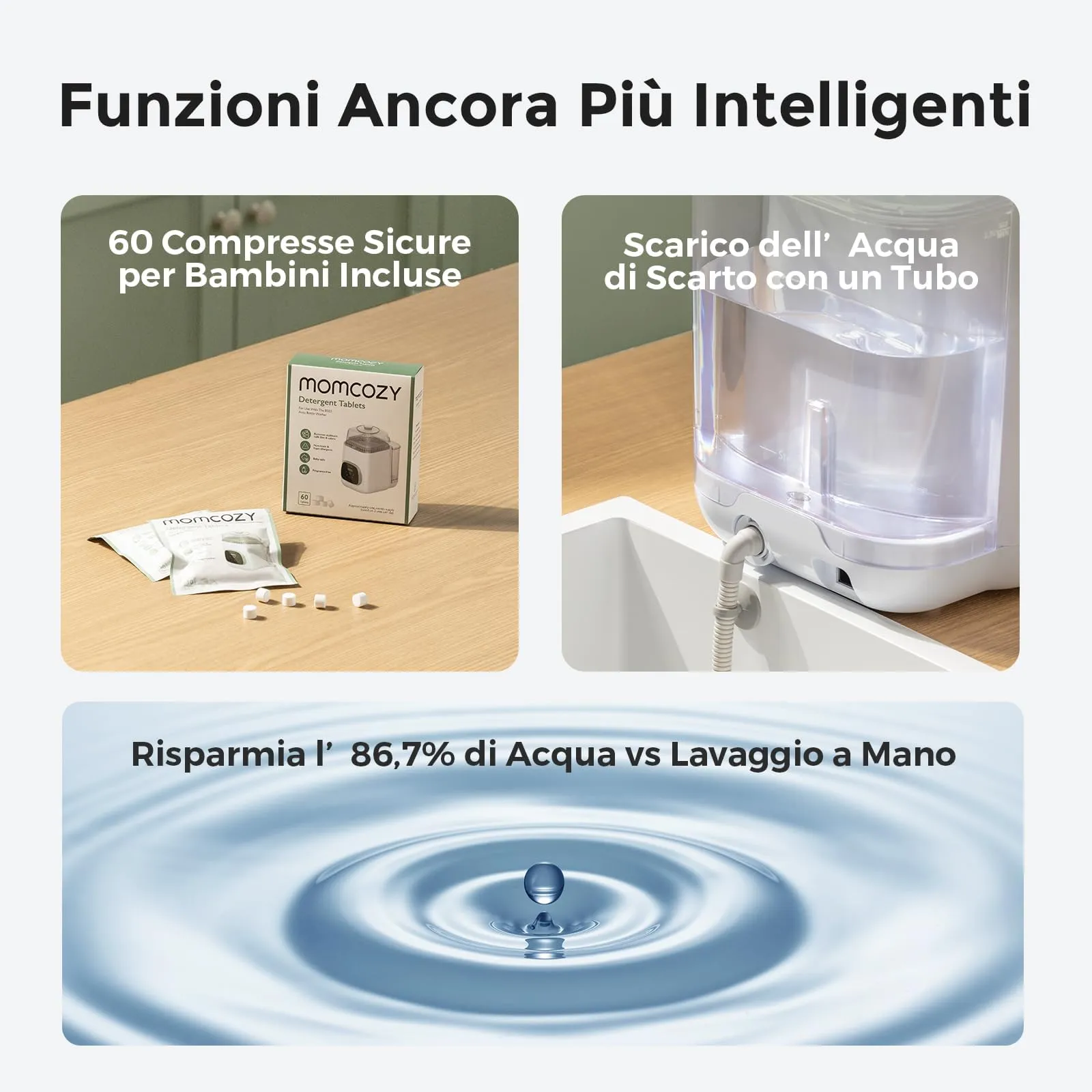 Momcozy KleanPal Pro Lavabiberon 3-in-1 Lava Igienizza Asciuga - immagine 8